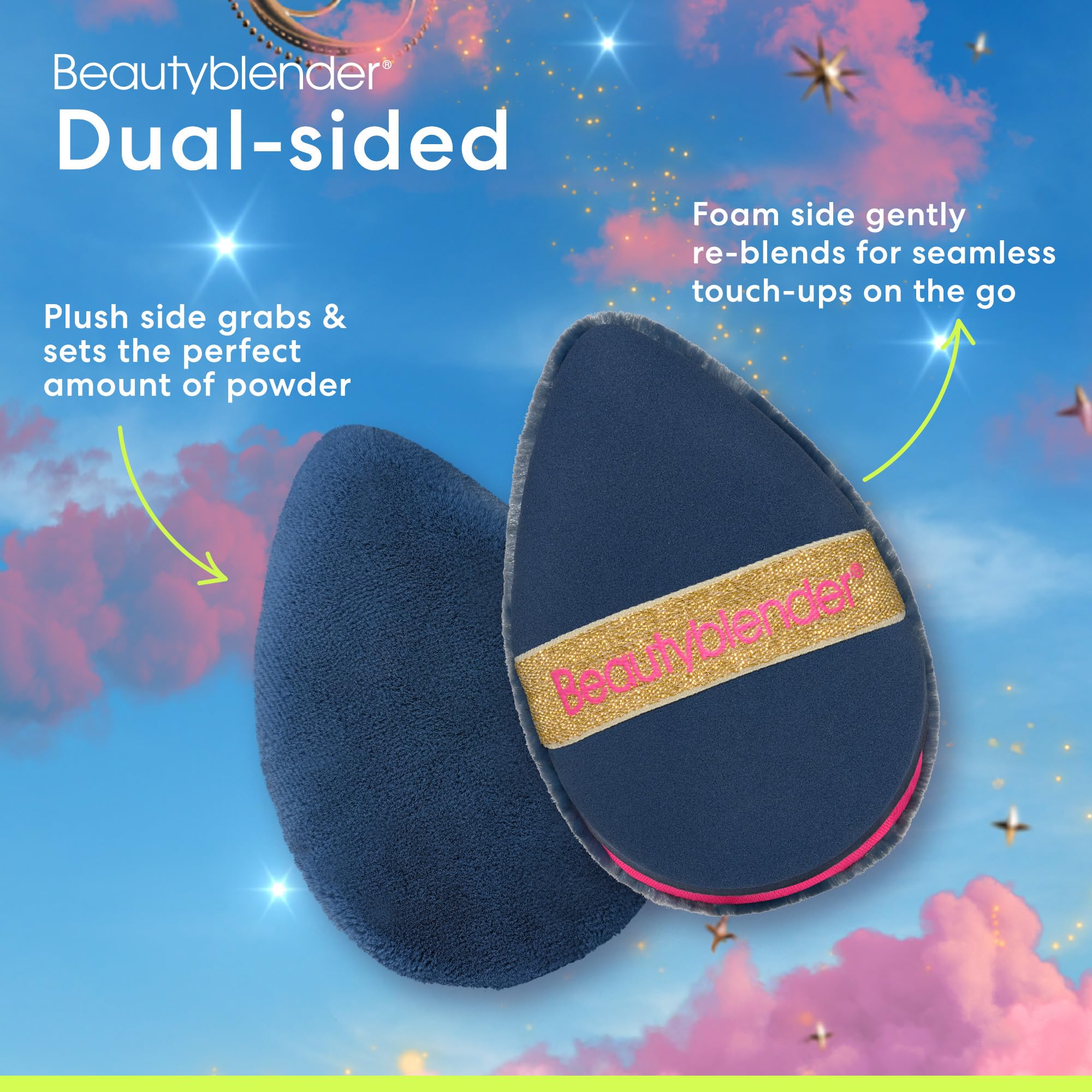 Beautyblender® Stardust 2-Piece Makeup Sponge Set - Original Pink Beauty Blender & Limited Edition Power Pocket Puff | Professional Foundation Blending & Baking Kit for Flawless Makeup Application