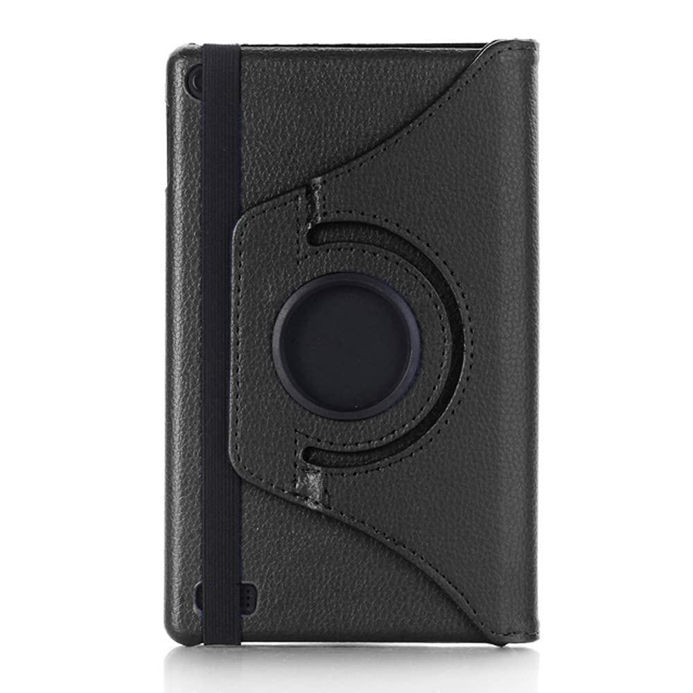 Premium 360° Rotating Leather Case for Kindle Fire 7 (7th/9th Gen 2017/2019) - Ultra Slim Folio Stand Cover with Auto Wake/Sleep - Perfect for Reading, Travel & Work (Robust Black)