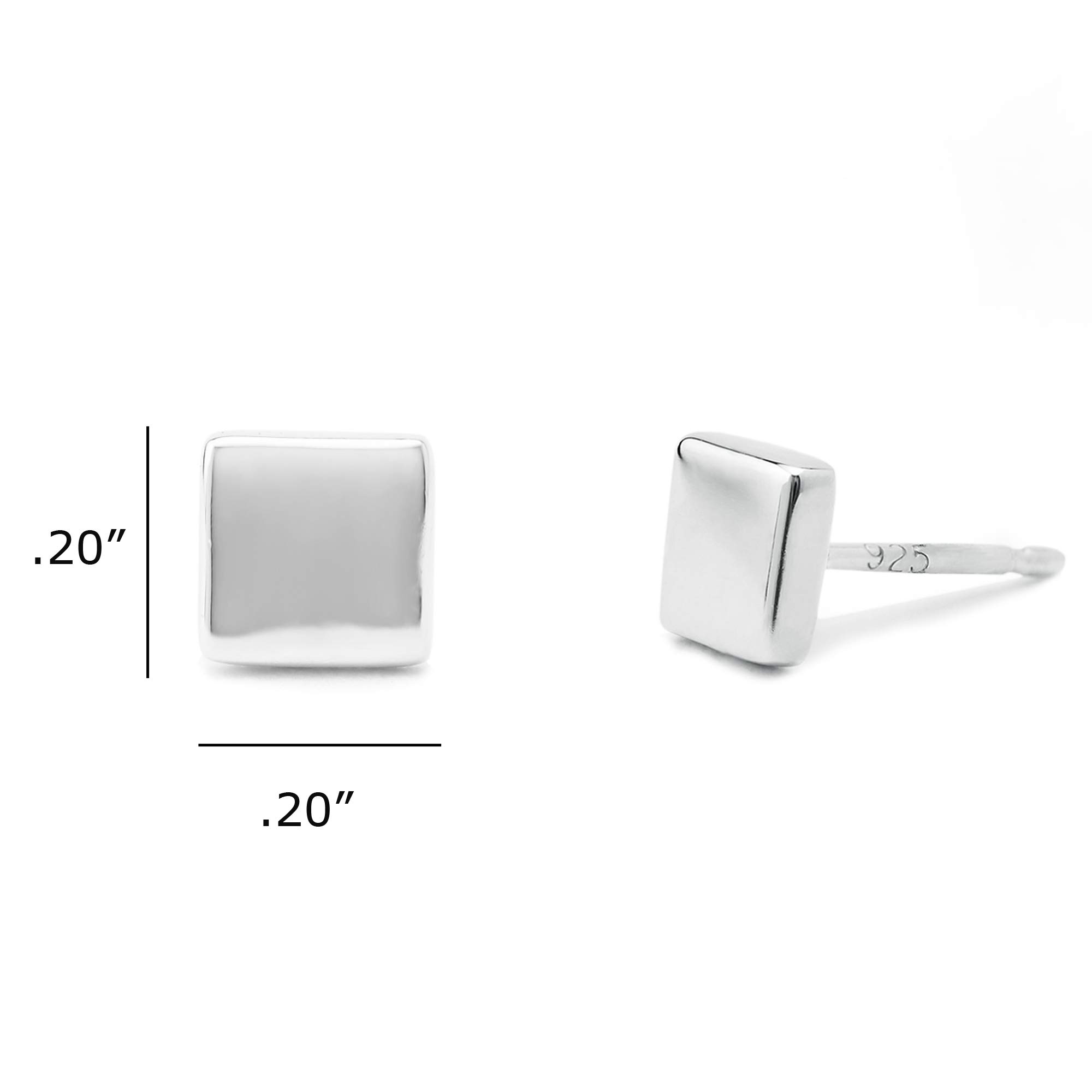 Boma Jewelry Sterling Silver Square Geometric Stud Earrings for Women - Minimalist Chic Earrings for Everyday Wear, Gift Giving & Special Occasions