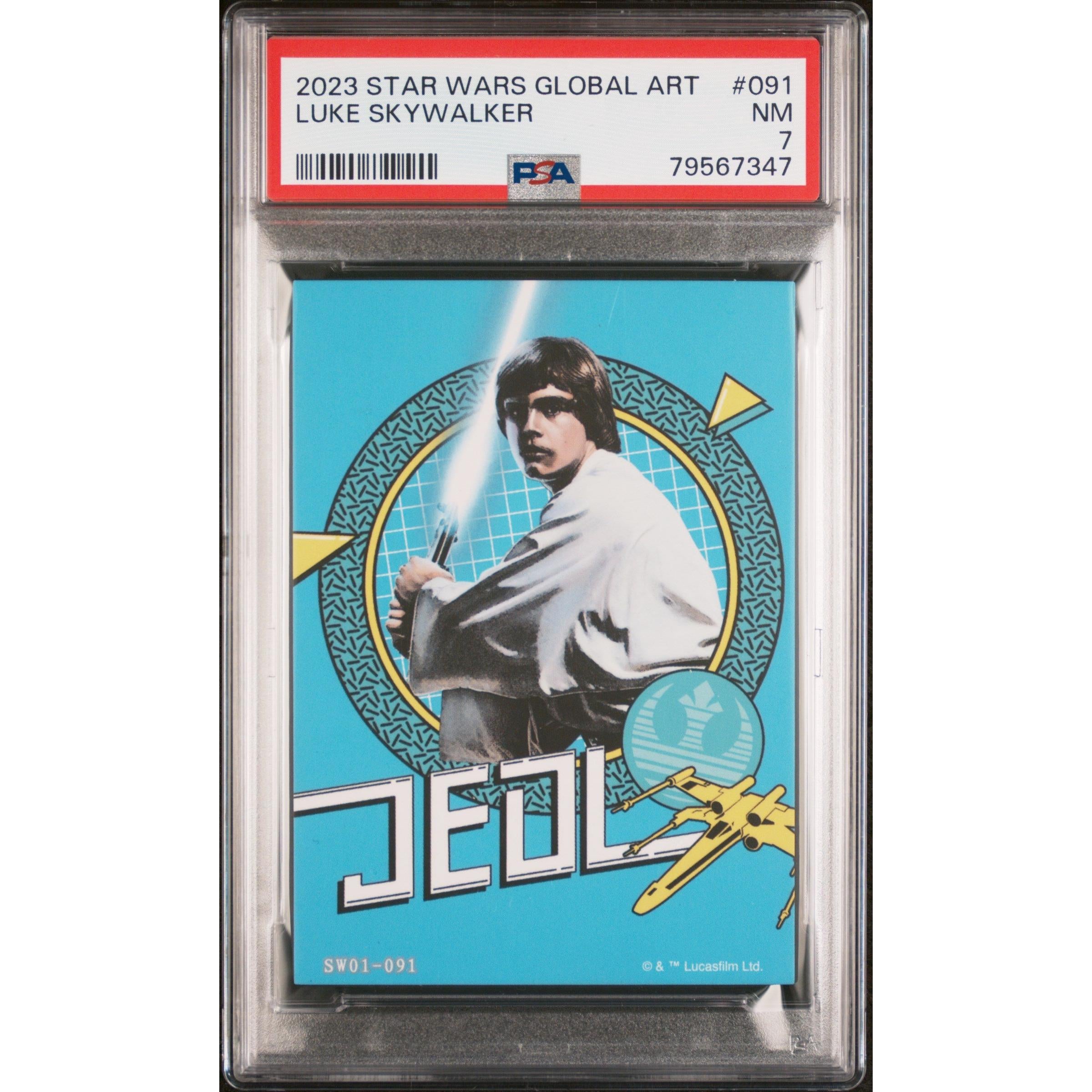 2023 Star Wars Global Art Japan Luke Skywalker 091 PSA 7 Graded Card - Rare Collectible for Display, Investment & Star Wars Memorabilia Enthusiasts