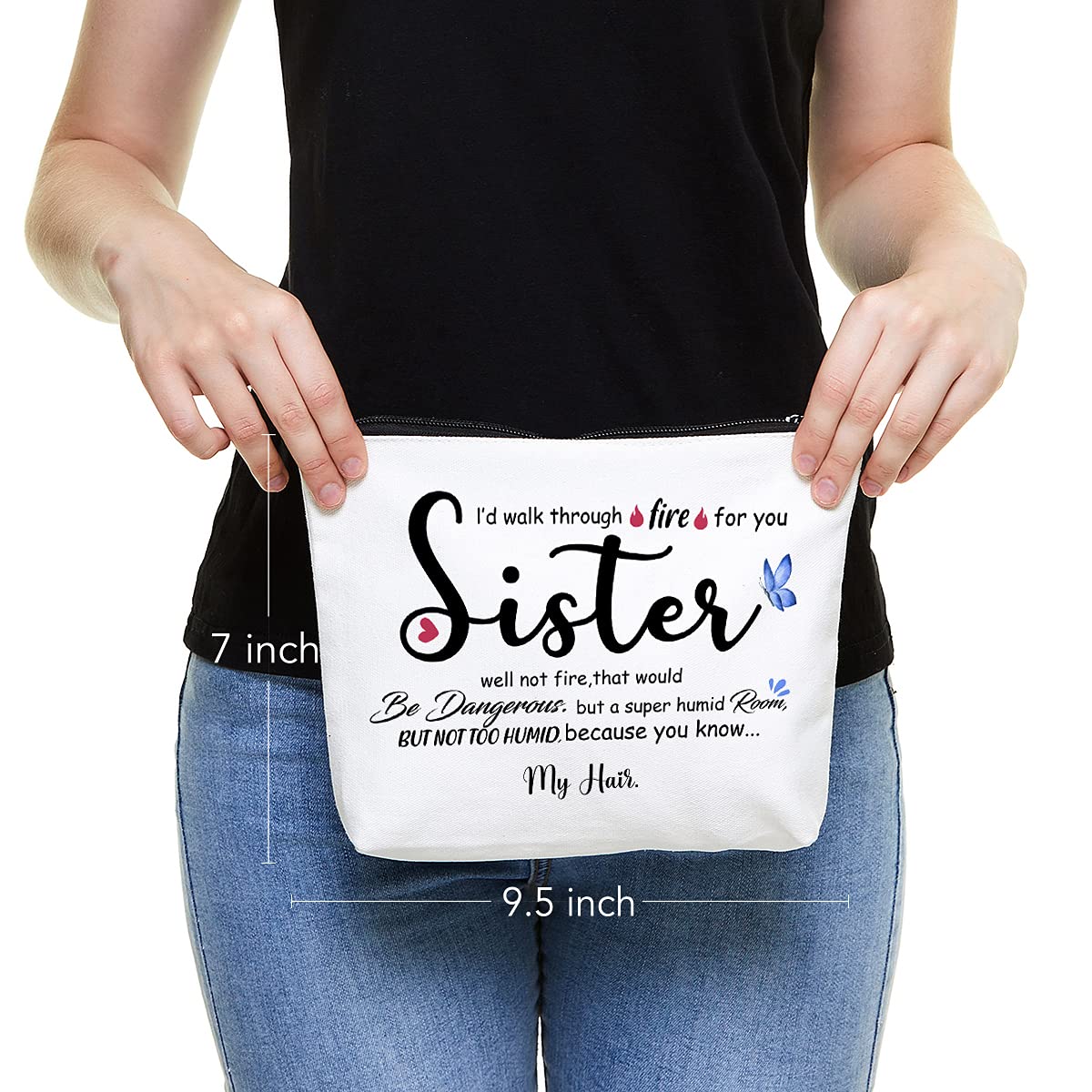 Fokongna Sister Gifts - Birthday Makeup Bag for Women & Girls, Best Friend Gift with Unique Fire Design - Perfect for Birthday, Christmas & Sister Appreciation Day Gifts