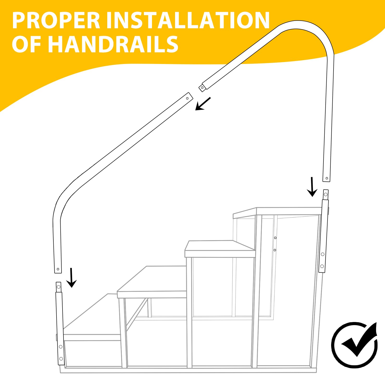 Above Ground Swimming Pool Ladder with Handrail - Heavy Duty 660 lb Capacity RV Step Stool for Hot Tubs, Spas, Travel Trailers & 5th Wheel Campers (4-Step Design) - Perfect for Safe Entry/Exit in Pools, RV Living & Outdoor Relaxation