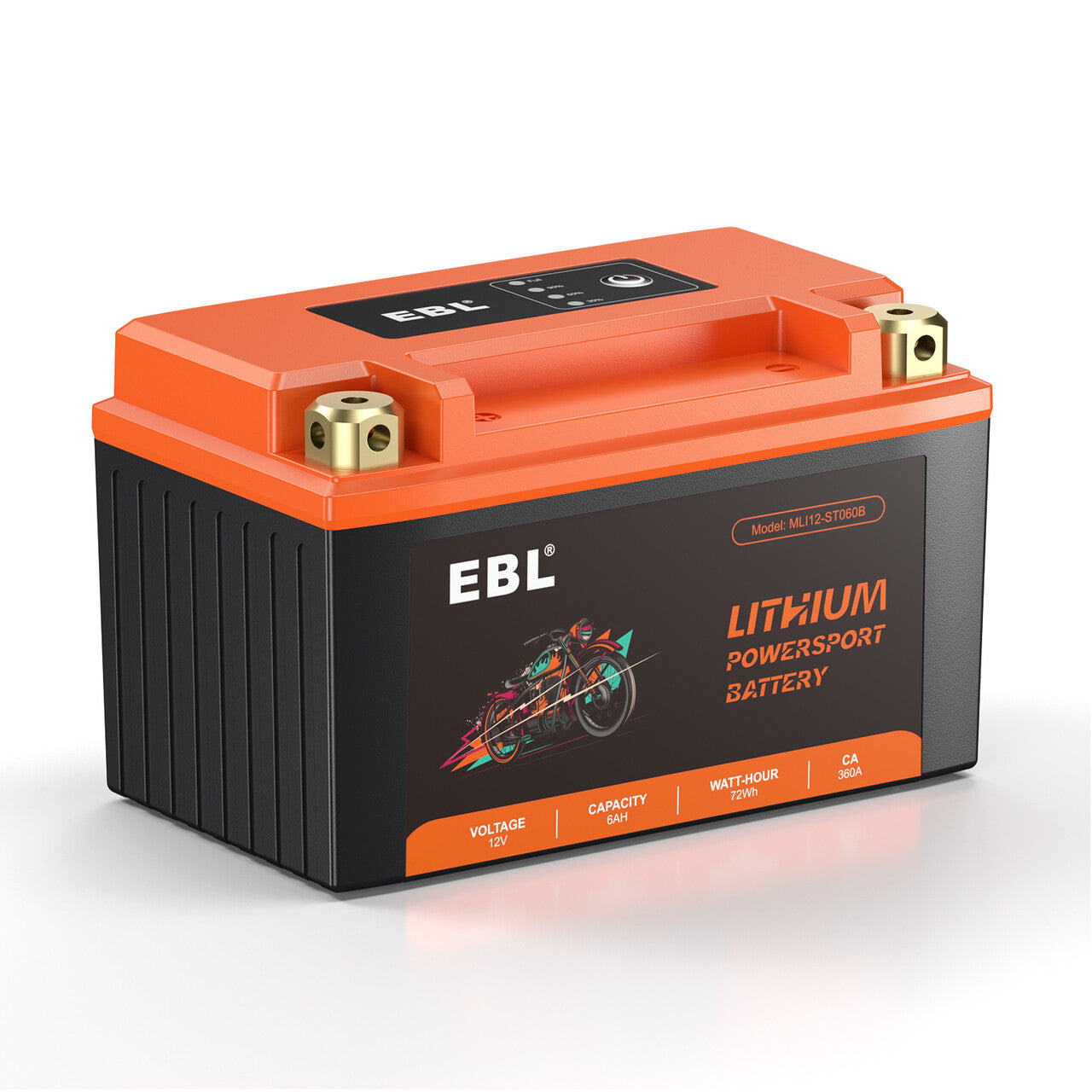 EBL YTX9-BS LiFePO4 12V 6Ah Lithium Motorcycle Battery - Lightweight & Long-Lasting Power for Harley, Honda, Yamaha & More - Perfect for Cruisers, Touring Bikes & Off-Road Adventures