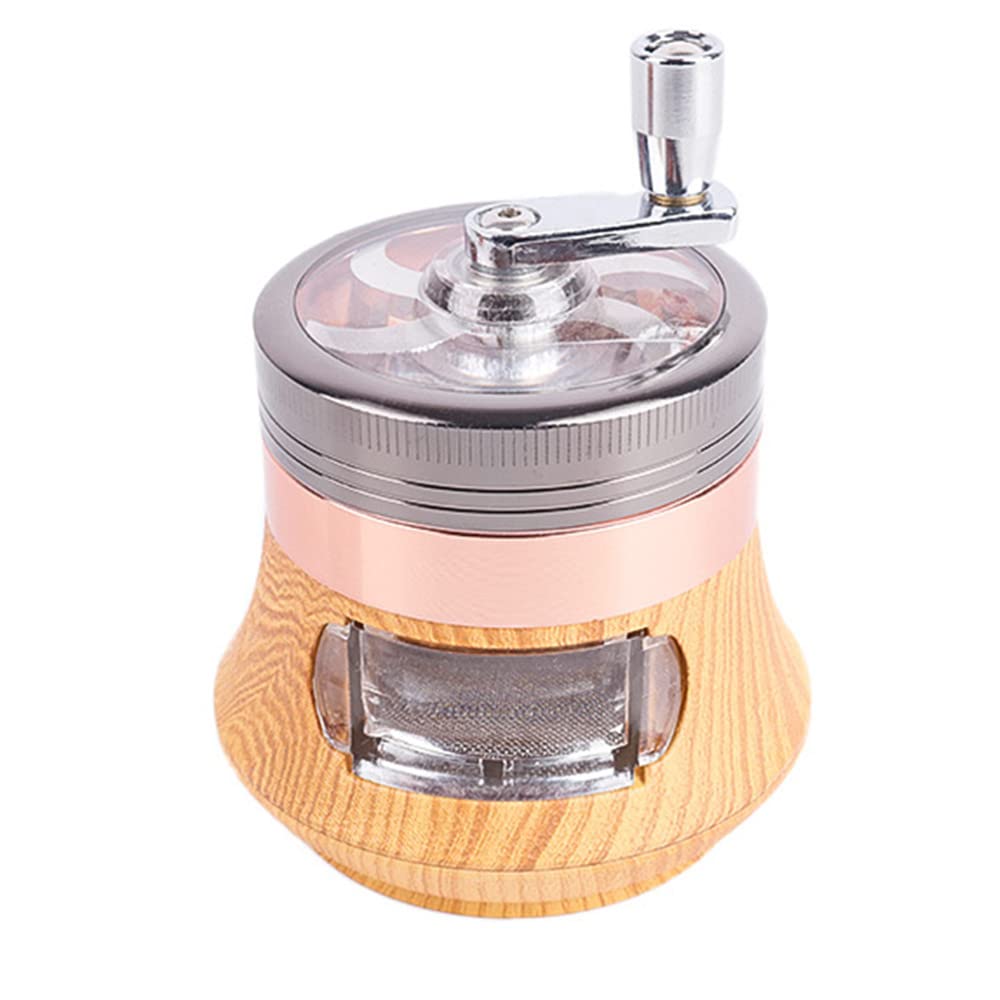 Premium 4-Layer Manual Spice & Coffee Grinder - Hand Crank Mill with Wooden Handle for Fresh Ground Coffee, Herbs & Spices - Perfect for Kitchen, Home, Office & Restaurant Use - Brown Wood Design