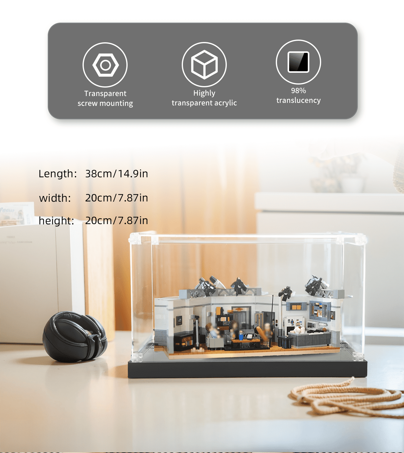 Seinfeld LEGO Ideas 21328 Display Case - Premium Acrylic Showcase for Collectible LEGO Sets - Perfect for Home, Office, or Gift Display