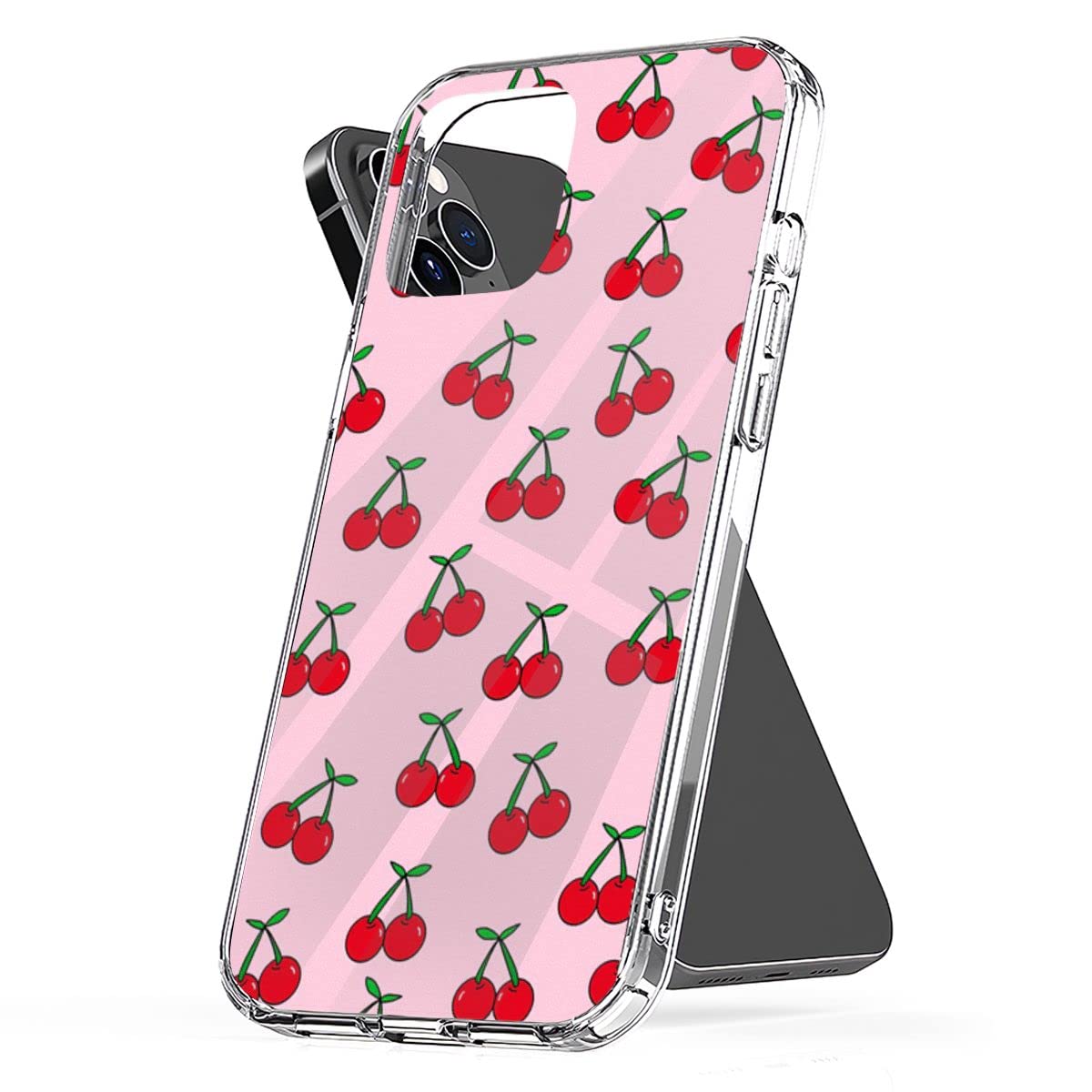 Shockproof Cherry Design Phone Case for iPhone 14/13/12/11/X/Xs/Xr/8/7/6 & Samsung Galaxy S21/S20/S10/Note - Durable Protective Cover with Anti-Slip Grip - Perfect for Everyday Use, Outdoor Activities & Travel Protection