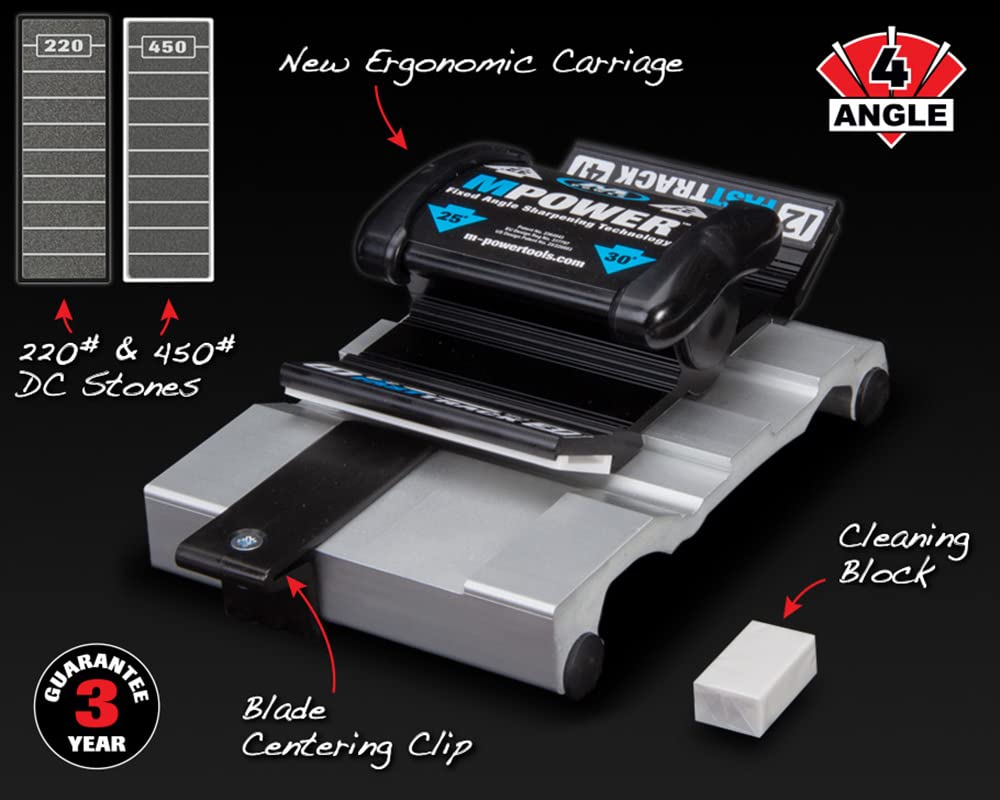 MPOWER Chisel Sharpening Jig with Fixed Honing Angles - Professional Diamond Sharpener Kit with 2x 3 Inch Diamond Stones - Perfect Honing Guide for Woodworking Chisels & Planes - Ideal for DIY Projects & Professional Woodworking