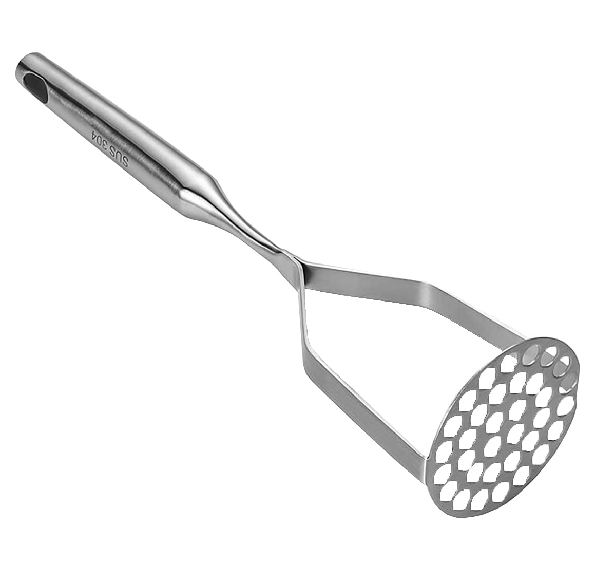 Premium Stainless Steel Potato Masher - Heavy Duty Manual Potato Press for Smooth Mashed Potatoes - Ideal for Kitchens, Restaurants & Holiday Cooking