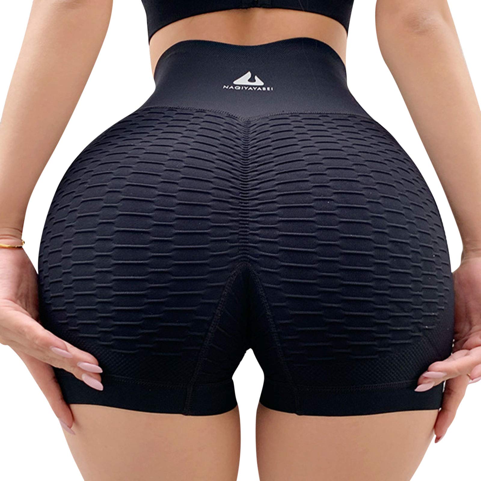 MA&BABY Butt Lifting Yoga Shorts for Women - High Waist Tummy Control Workout Leggings with Ruched Textured Design | Perfect for Gym, Running, TikTok Dance & Everyday Wear