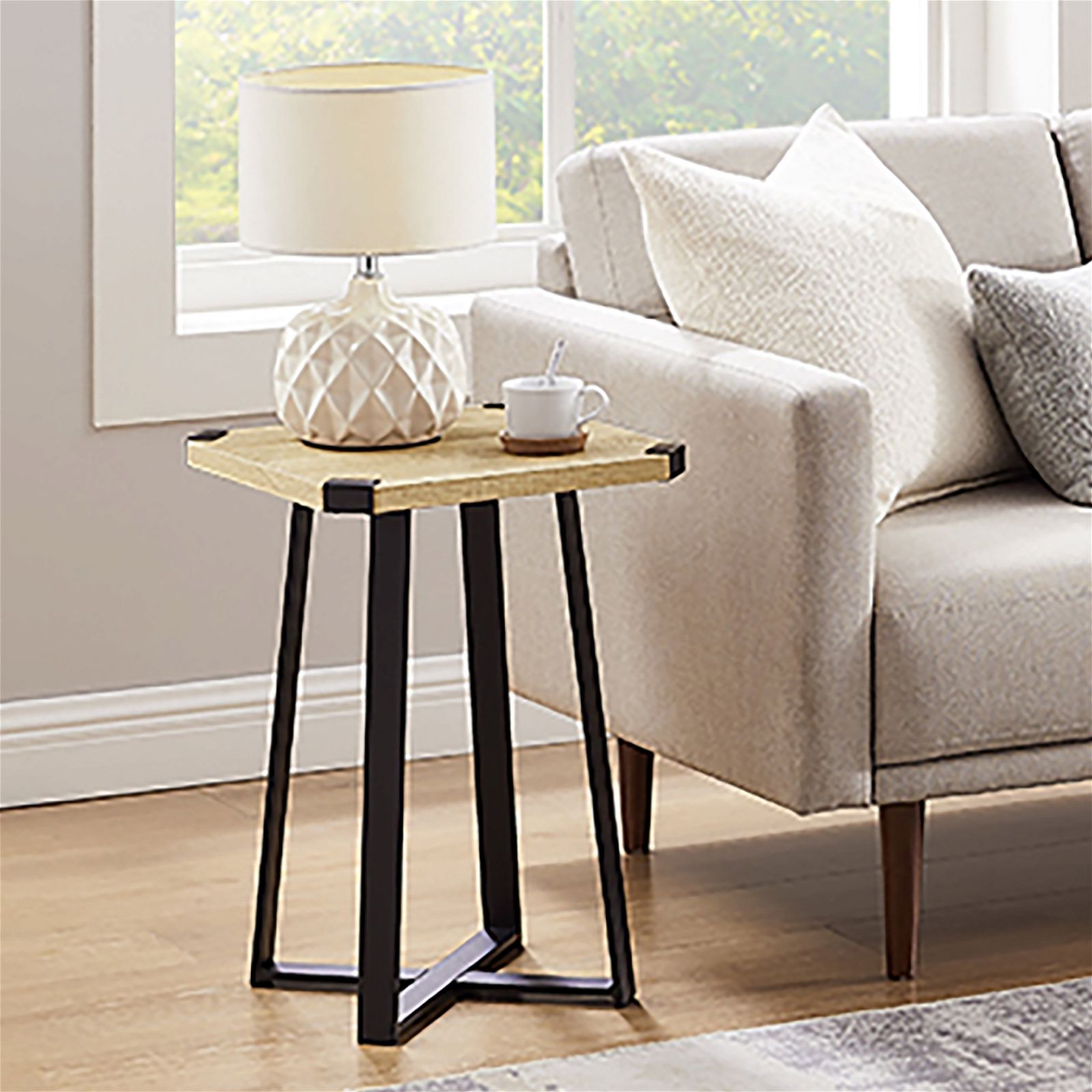 Criterion Oak Black Capri Square End Table - Modern Side Table for Living Room, Bedroom, or Office
