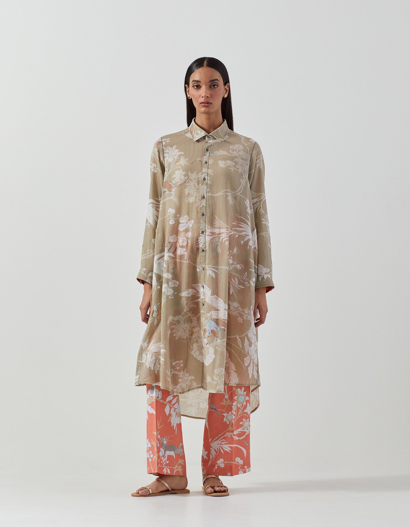 Usha Dress - Soft Cotton Crepe Fabric in Elegant Oyster Grey | Perfect for Casual Outings, Office Wear & Special Occasions