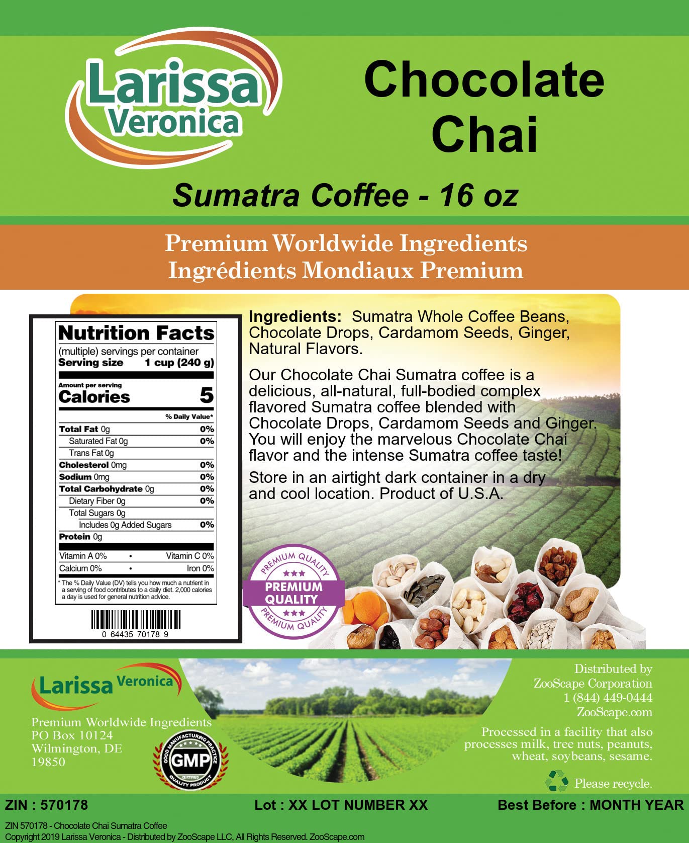 Gourmet Chocolate Chai Sumatra Coffee - Naturally Flavored Whole Coffee Beans (16 oz, 2 Pack) - Perfect for Home Brewing, Gifts & Coffee Lovers