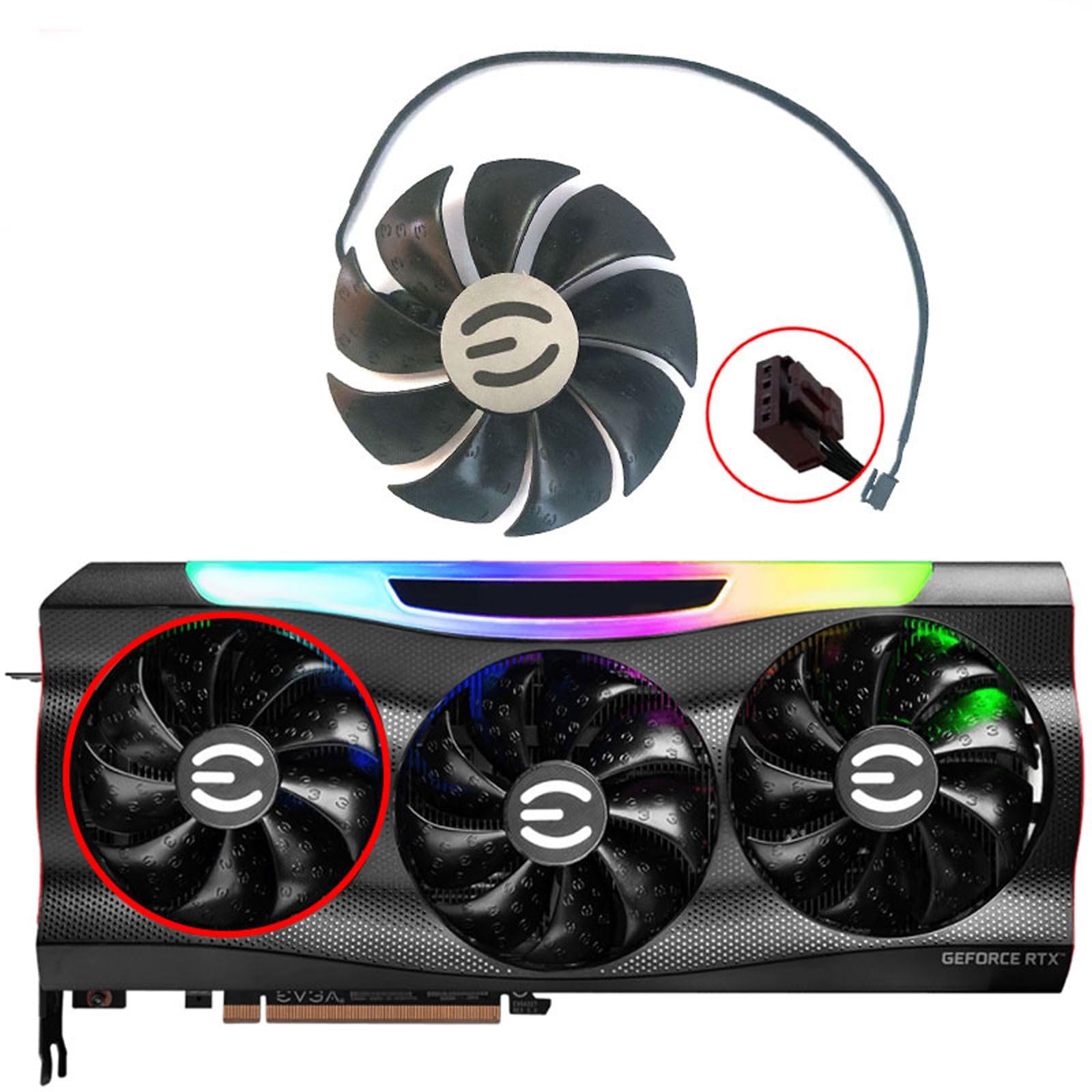EVGA GeForce RTX 3070 3080 3090 FTW3 Graphics Card Fan Replacement - 87mm PLD09220S12H Cooling Fan for RTX 3080 TI & RTX3070 (Black A-Fan) - Perfect for Gaming PC Upgrades & GPU Maintenance
