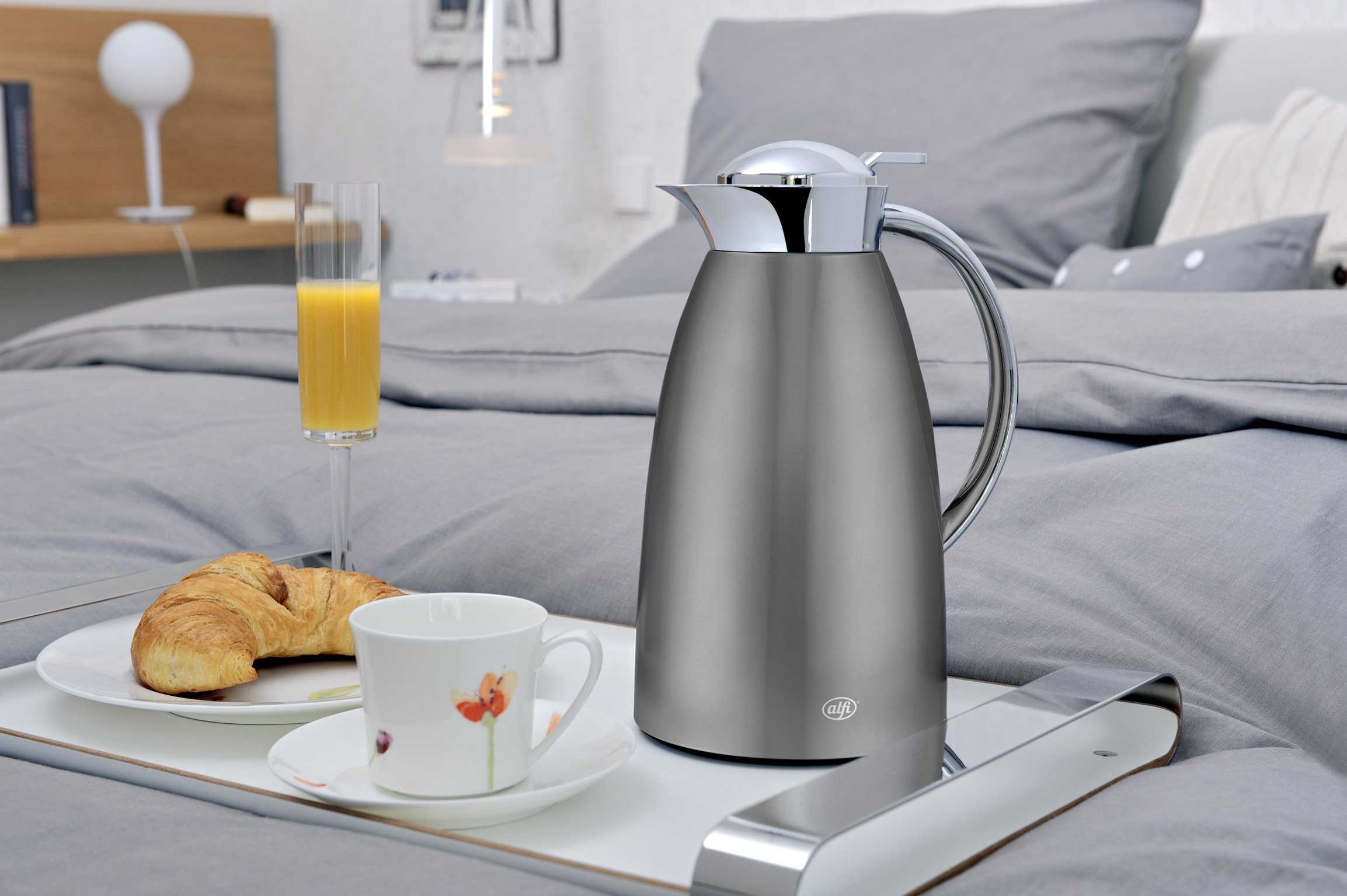 Alfi Gusto Carafe 1000ml Insulated Coffee & Tea Pot - Stainless Steel Thermal Carafe, Grey - Perfect for Home, Office & Restaurants - Keeps Beverages Hot for Hours