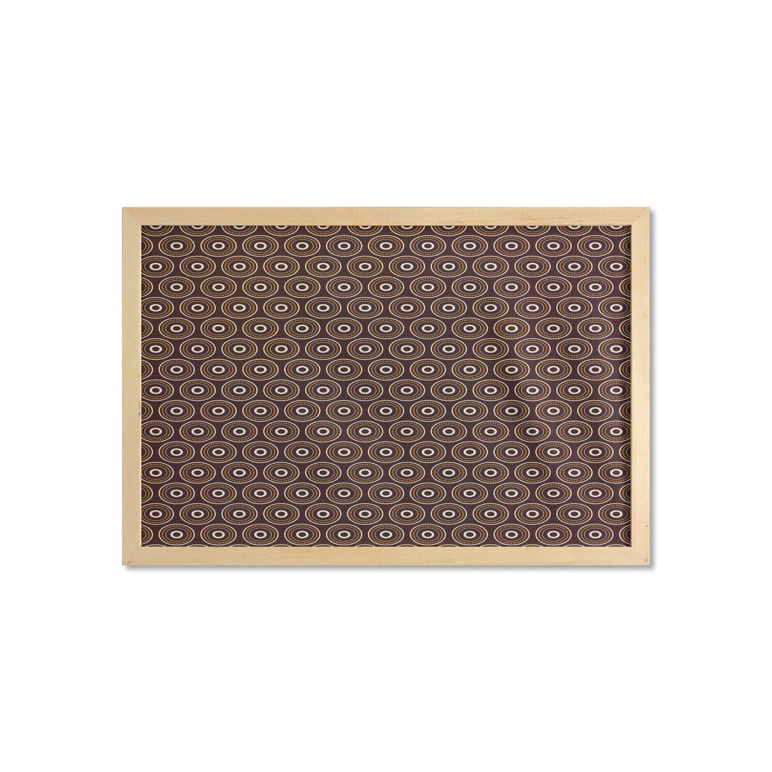 Ambesonne Tribal Wall Art with Frame - Ethnic Abstract Dotted Circles Pattern Printed Fabric Poster, 35