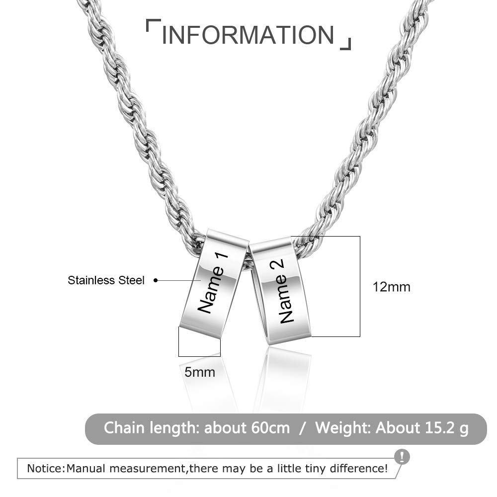 Personalized Stainless Steel Name Necklace for Men - Custom Engraved Initial Beads Charm Necklace - Unique Birthday Gift for Boyfriend, Father's Day Present - Perfect for Anniversaries, Weddings & Special Occasions
