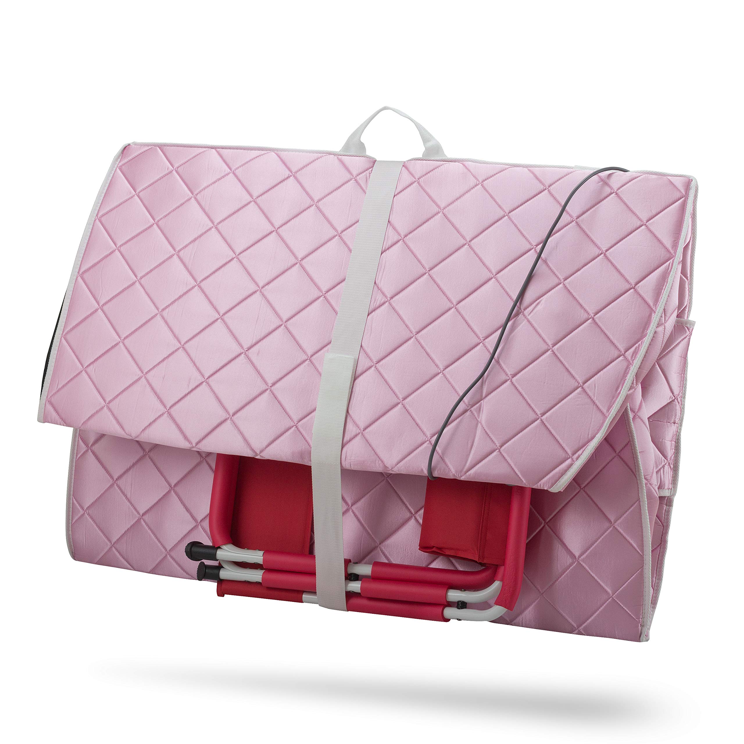 Durasage Portable Infrared Sauna Spa for Home – Ultra Low EMF, Detox & Relaxation Therapy with 30-Min Timer, Remote Control, Heated Footpad & Chair (Light Pink) | Perfect for Home Spa, Stress Relief & Wellness Routine