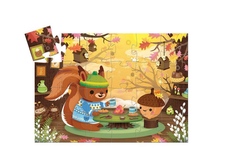 Djeco Squirrel Silhouette Puzzle - 24 Piece Wooden Animal Jigsaw for Kids | Fun Educational Toy for Family Game Night & Preschool Learning Activities