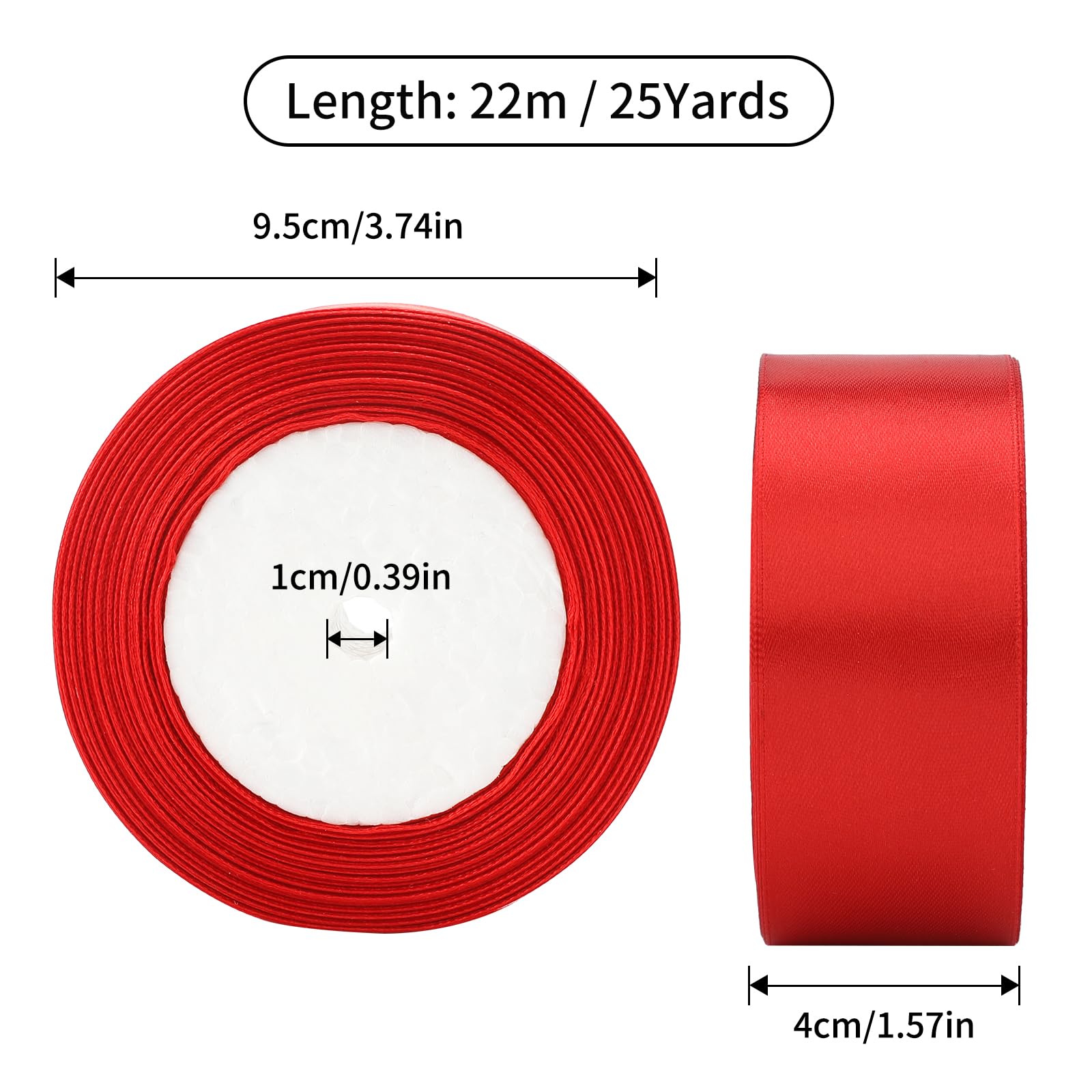 1-1/2 Inch Red Satin Ribbon - 25 Yards Thick Solid Fabric Ribbon for Gift Wrapping, Sewing, Crafts, Hair Bows & Cake Decorations - Perfect for Valentine's Day, Weddings, Christmas & DIY Projects