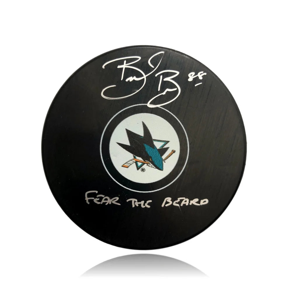 Brent Burns Autographed San Jose Sharks Puck - Fear the Beard Inscribed - COA Included - Perfect for Hockey Fans, Collectors & Memorabilia Displays