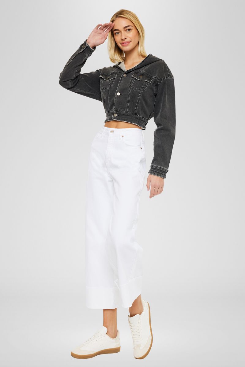 Alfie 90's Vintage High Waisted Cropped Wide Leg Jeans for Women - Retro Denim Pants for Casual Outfits & Streetwear Fashion