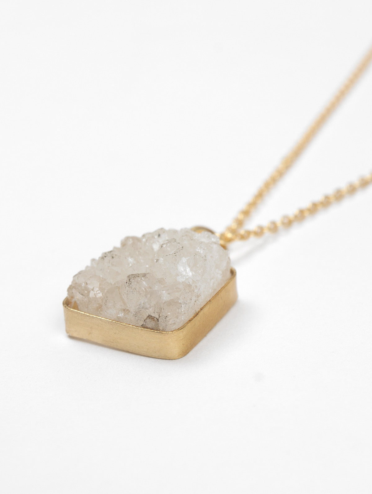 Square Druzy Necklace for Women - Elegant Geometric Crystal Pendant Jewelry - Perfect for Casual, Office & Evening Wear