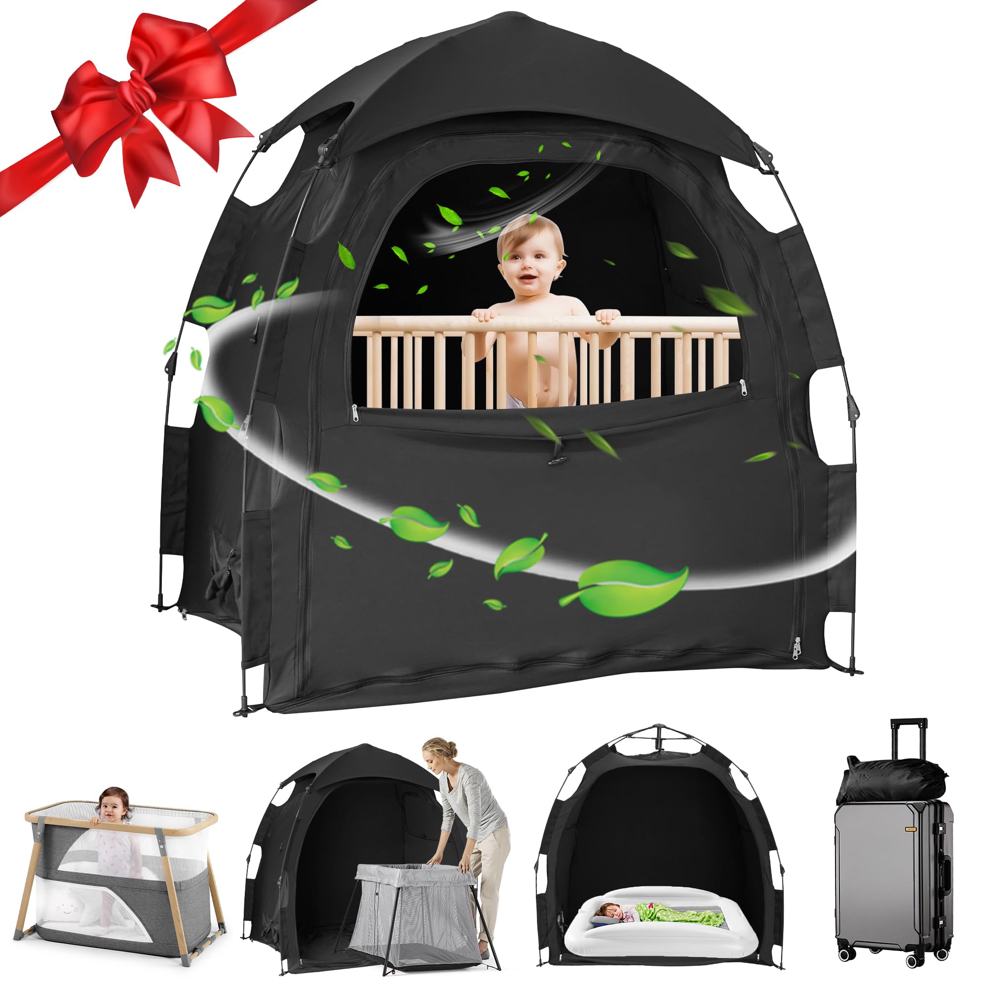 Portable Baby Sleep Tent for Pack N Play - Easy One-Click Assembly, Breathable & Light Blocking Nursery Pod for Infants & Toddlers - Perfect for Travel, Daycare & Nap Time