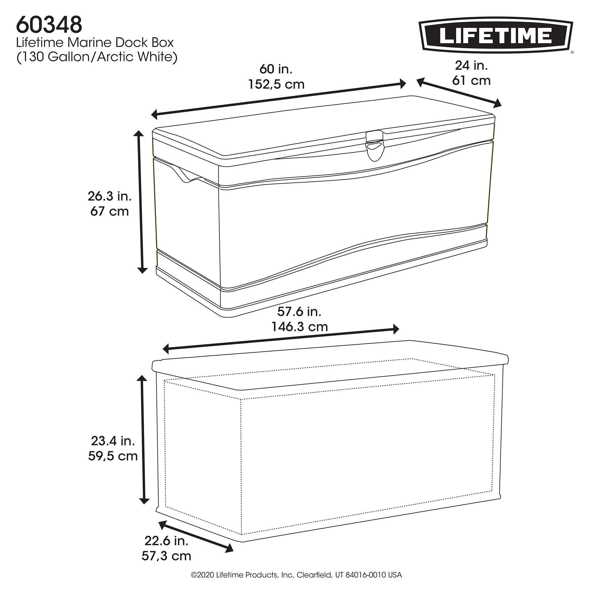 Lifetime 60348 130 Gallon Marine Dock Deck Box in Arctic White – Perfect for Outdoor Storage, Boat Docks, and Patio Organization
