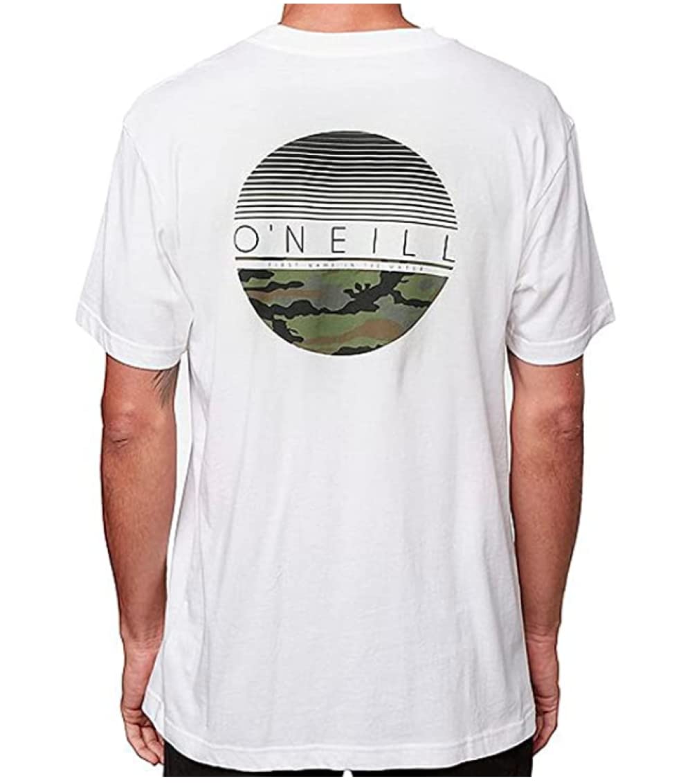 O'NEILL Men's Short Sleeve Screen Print T-Shirt - White/Tropical Print - Casual Wear, Beach Outfit & Summer Style