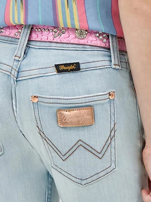 Wrangler X Lainey Wilson Bleached Girls Boot Hugger Jeans - Stylish Denim for Everyday Wear & Country Outfits