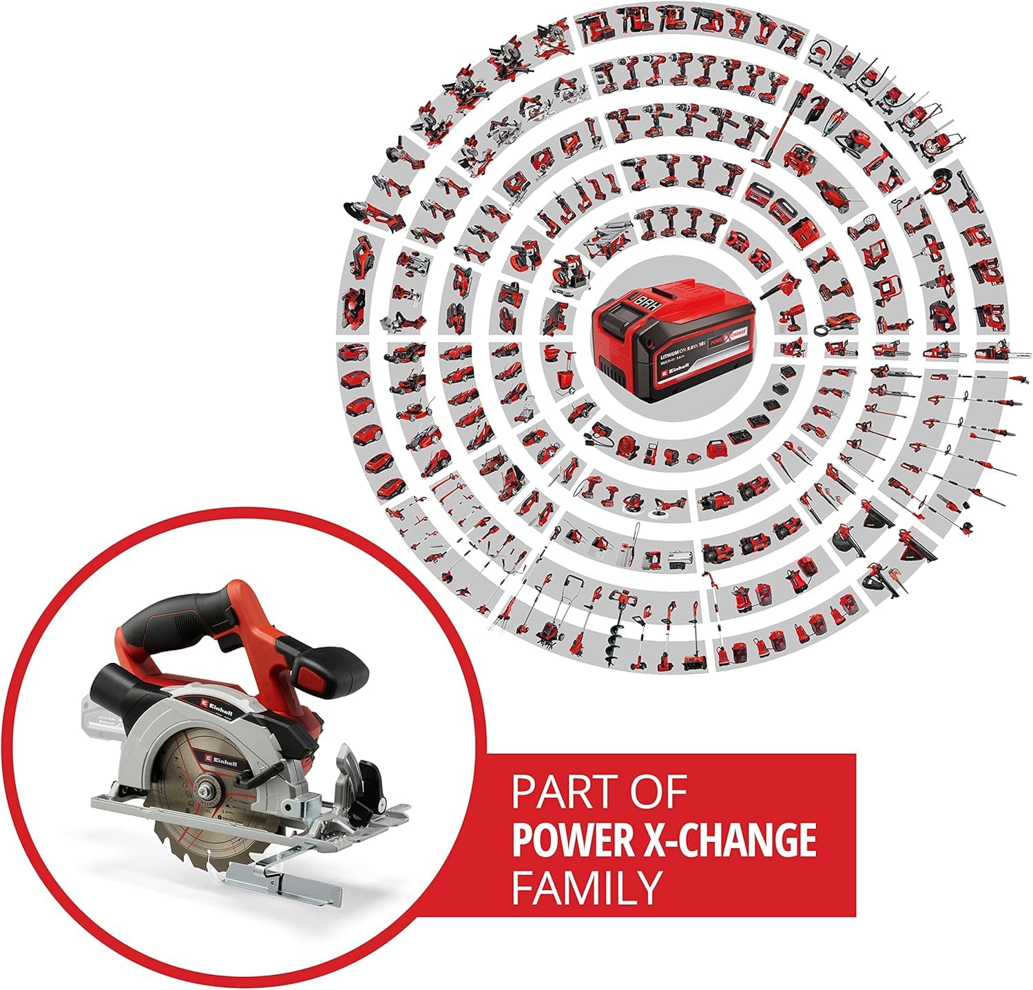 Einhell TE-CS 18/150 Li-Solo Power X-Change Cordless Circular Saw - 18V Lithium-Ion Battery (Not Included), 150mm Blade, Tool-Free Depth & Bevel Adjustment, LED Light - Perfect for Woodworking, DIY Projects & Construction Sites