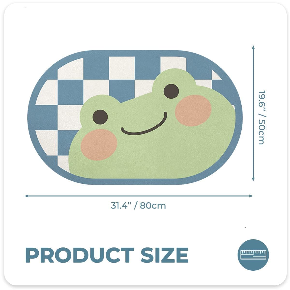 Cute Frog Bath Rug - Super Absorbent Microfiber Bath Mat, Non-Slip Cartoon Soft Foam Rug for Quick Drying, 19.6 x 31.5 Inches - Perfect for Kids' Bathroom, Nursery, or Pet-Friendly Home Decor