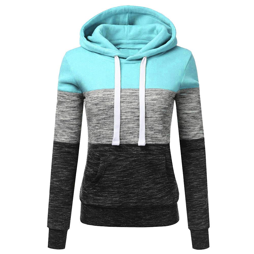 Sunmoot Women's Plus Size Long Sleeve Casual Hooded Sweatshirt - Striped Patchwork Pullover Blouse for Fall & Winter | Perfect for Layering, Office Wear & Weekend Outfits