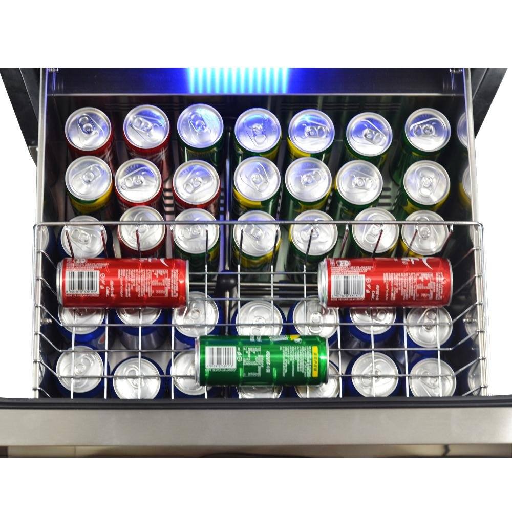 Dual Temperature Zone 24 Inch Wine Cooler Refrigerator - 108 Bottle Capacity with 2 Refrigerated Drawers (FWCDR6628 24S) - Perfect for Restaurants, Wineries, and Home Cellars