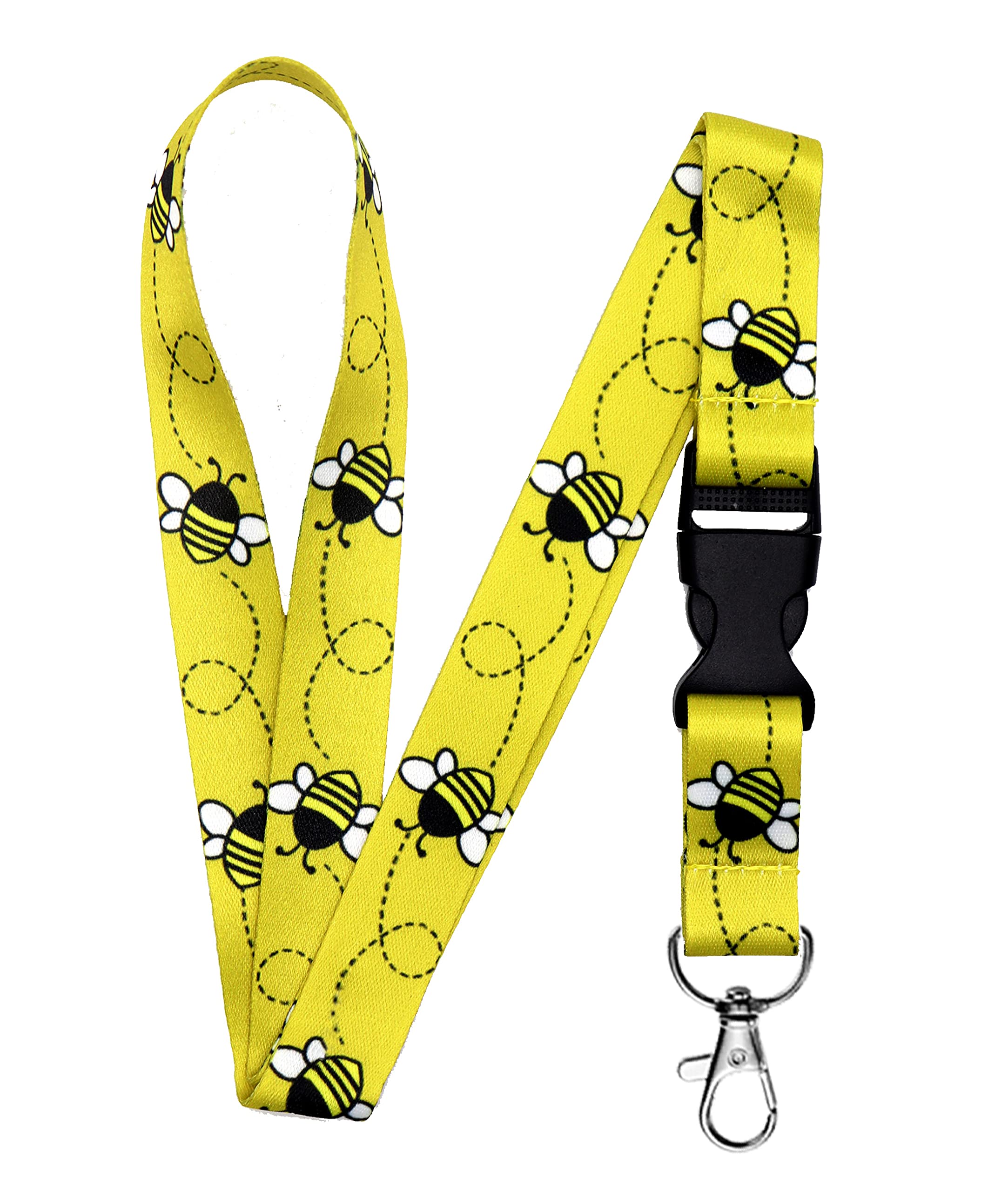 EASTERUP Premium Soft Silky Wide Strap Keychain Lanyard - Beautifully Printed ID Badge Holder for Teachers, Office, and Events (Bee Design) - Perfect for Schools, Conferences, and Workplaces
