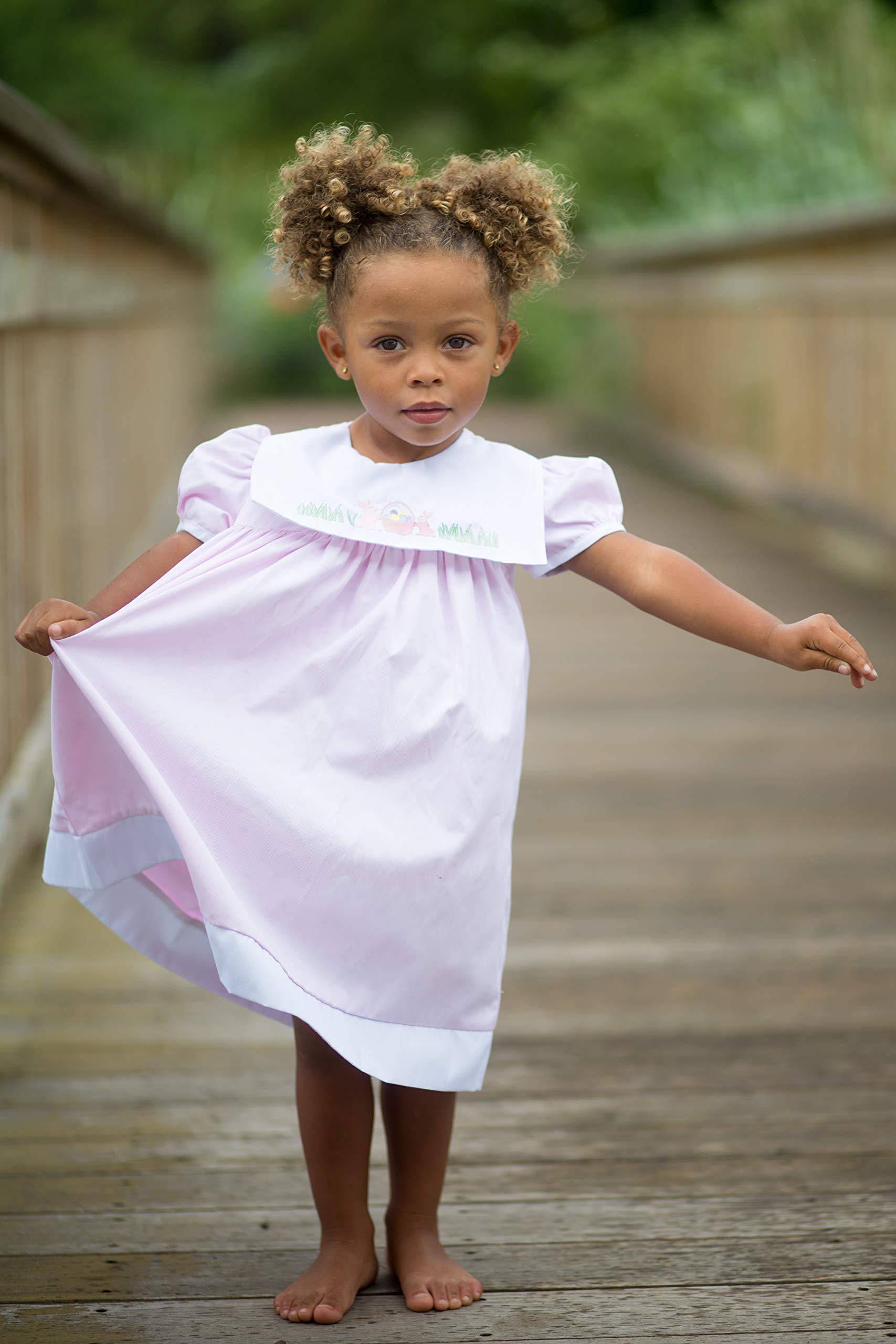 Easter Bunny Dress for Girls - Pink Floral Spring Party Dress for Easter Sunday, Church, and Family Gatherings