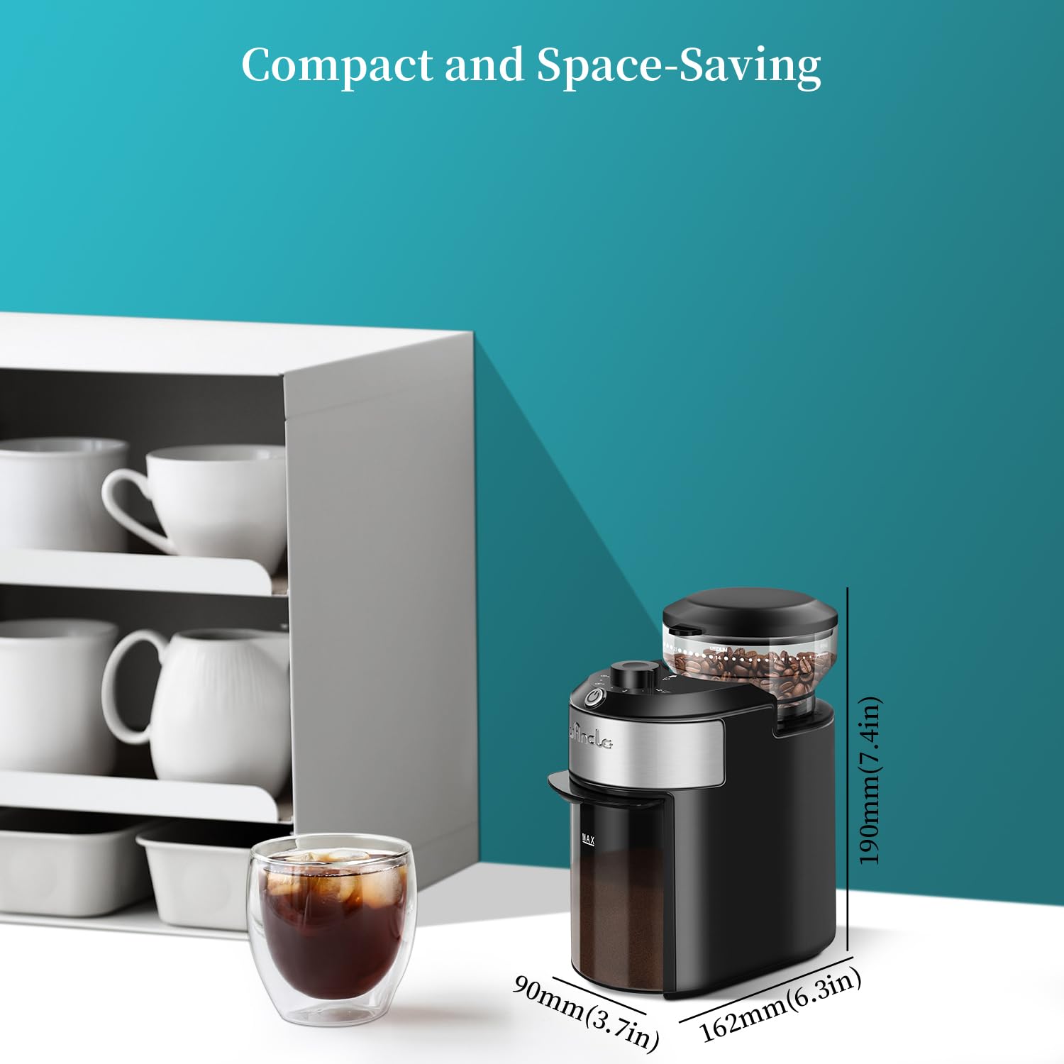 Premium Wancle Flat Burr Coffee Grinder - 28 Precise Grind Settings for Espresso to French Press, 2-12 Cup Capacity, Compact & Easy Clean Design - Perfect for Home Baristas & Coffee Enthusiasts