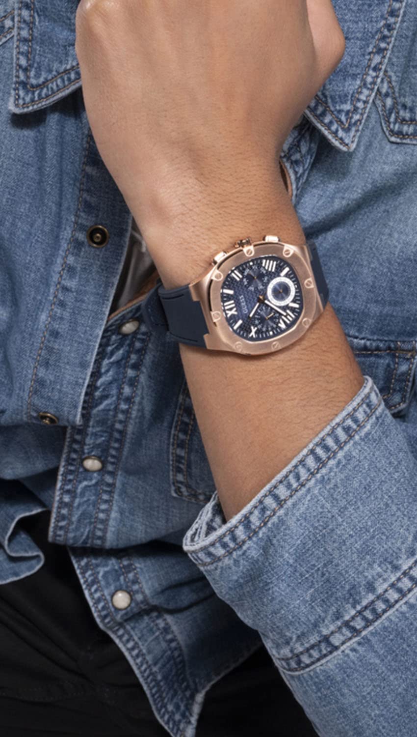 GUESS Men's 42mm Stainless Steel Chronograph Watch with Date Window - Water Resistant Casual & Dress Watch for Business, Party & Everyday Wear