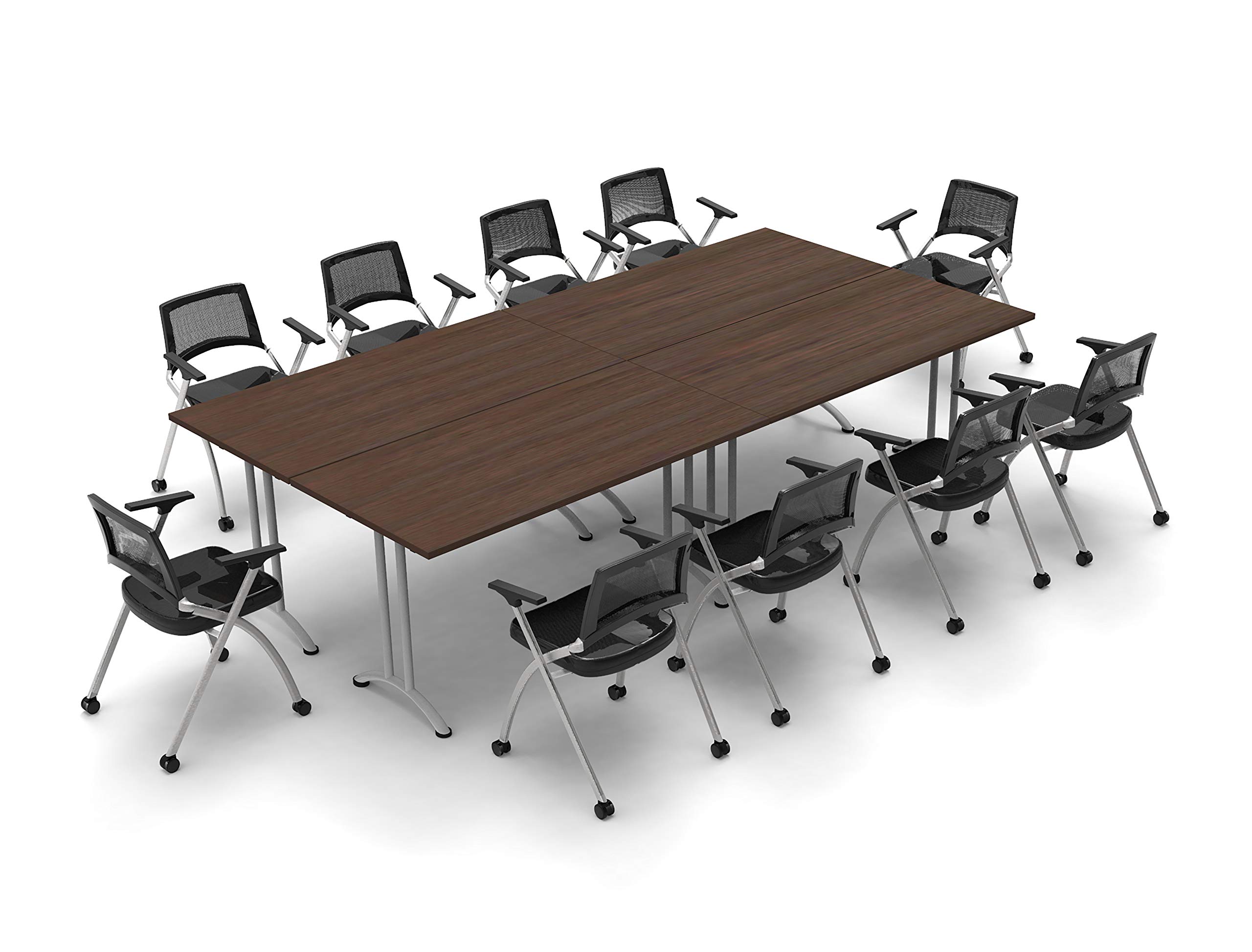 10-Person Folding Conference Table Set with 14 Chairs - Model 7302 for Meetings, Seminars & Classrooms | Space-Saving Foldable Design (Tables & Seating Included) | Perfect for Office Meetings, School Events & Home Office Use