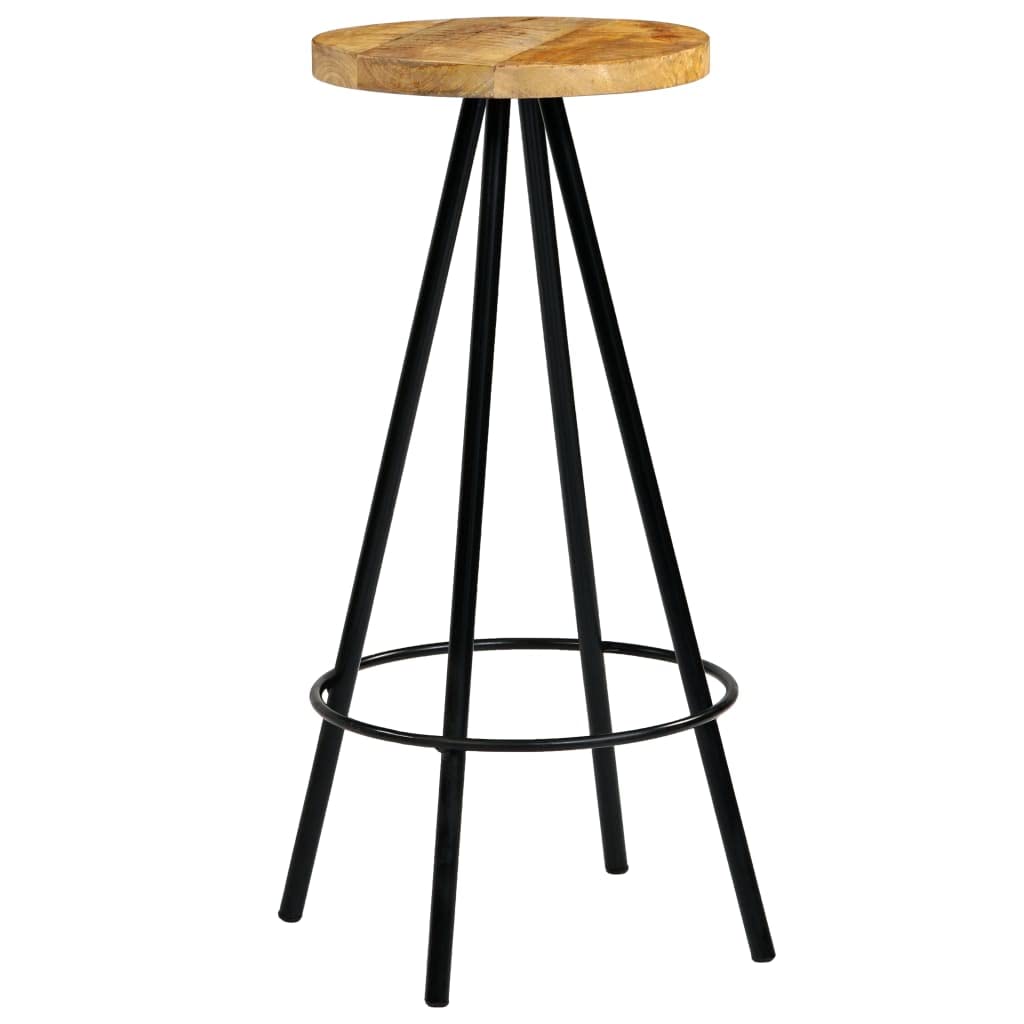 4-Piece CHARMMA Solid Mango Wood Bar Stools Set (18.28KG) - Rustic Kitchen Island, Breakfast Nook & Home Bar Seating