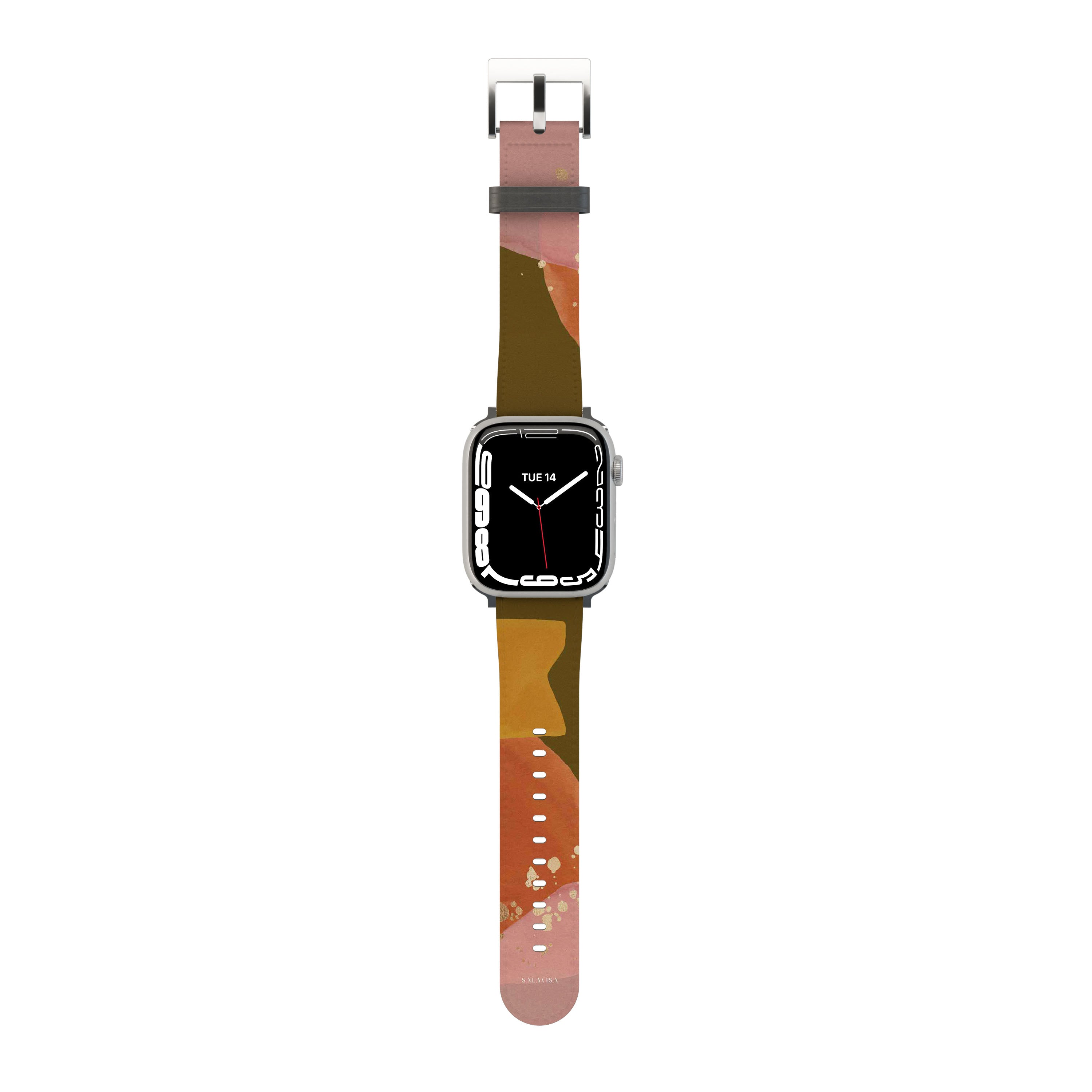Olive Green Zen Watercolor Apple Watch Band - Soft Silicone Strap for Women & Men - Perfect for Yoga, Workouts & Everyday Wear