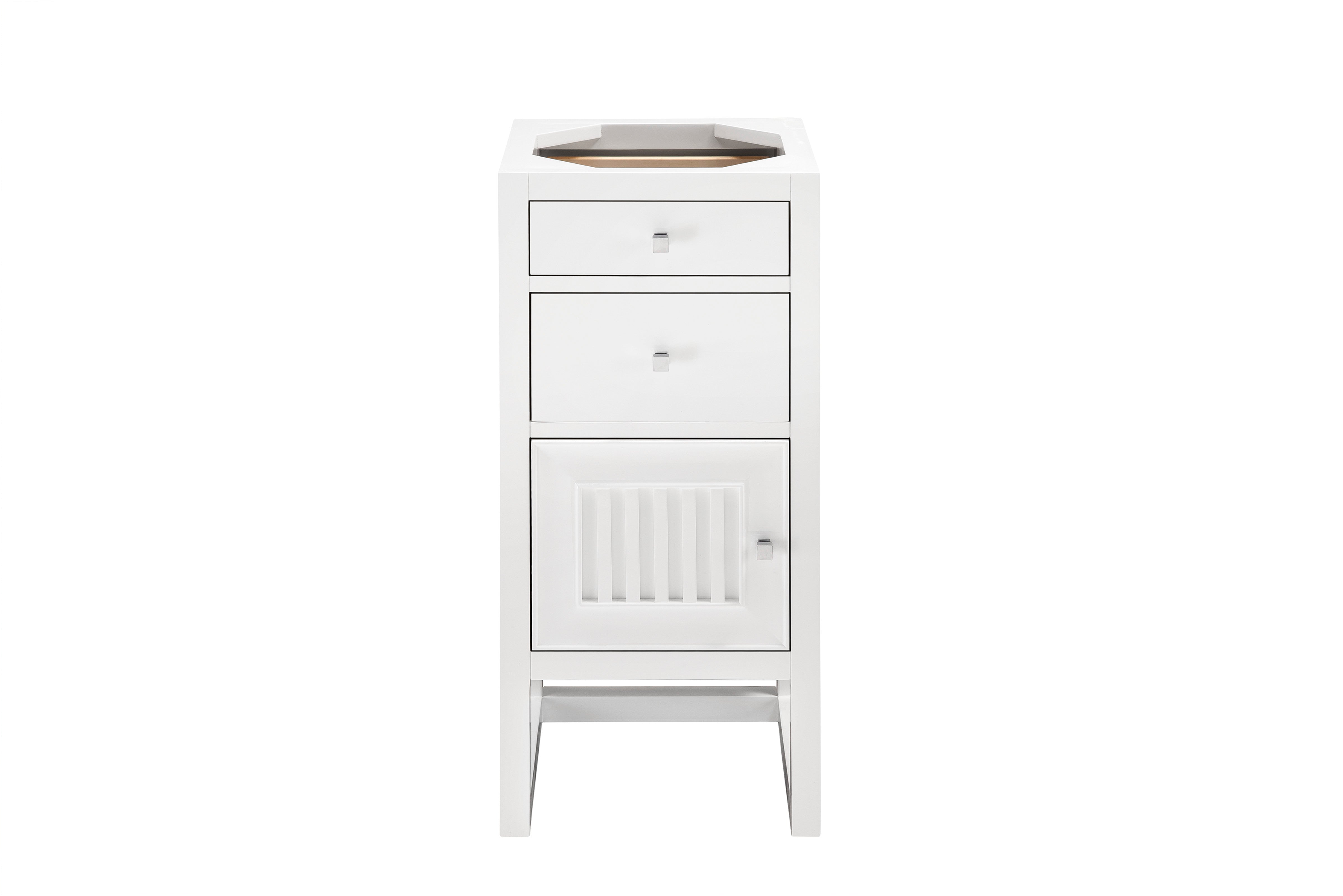 Athens 15-Inch Glossy White Storage Cabinet with Drawers & Door - Perfect for Bedroom, Bathroom, or Office Organization