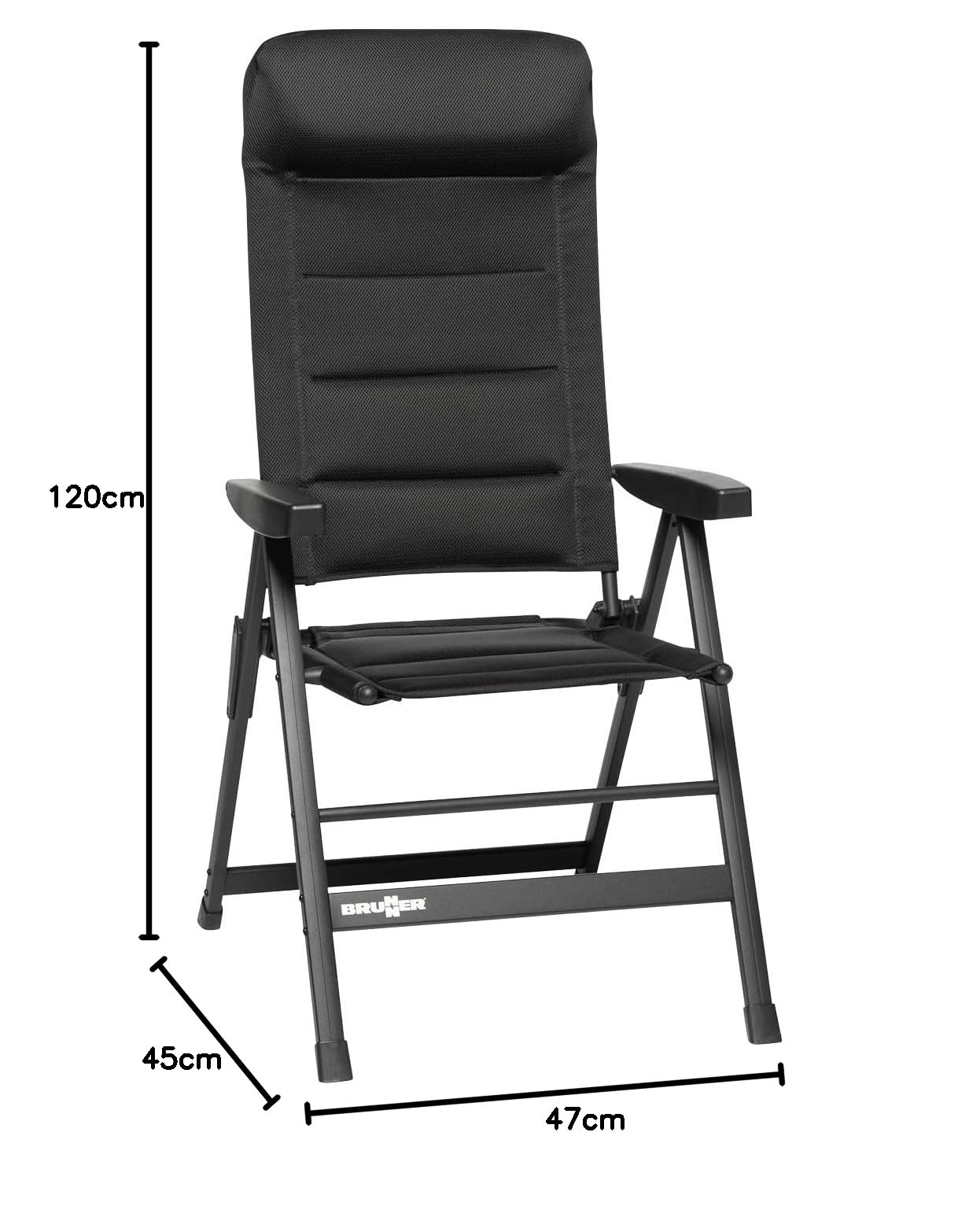 BRUNNER Skye 3D Black Camping Chaise Lounge - Portable Outdoor Folding Chair for Backyard, Beach, Picnic & Patio Relaxation