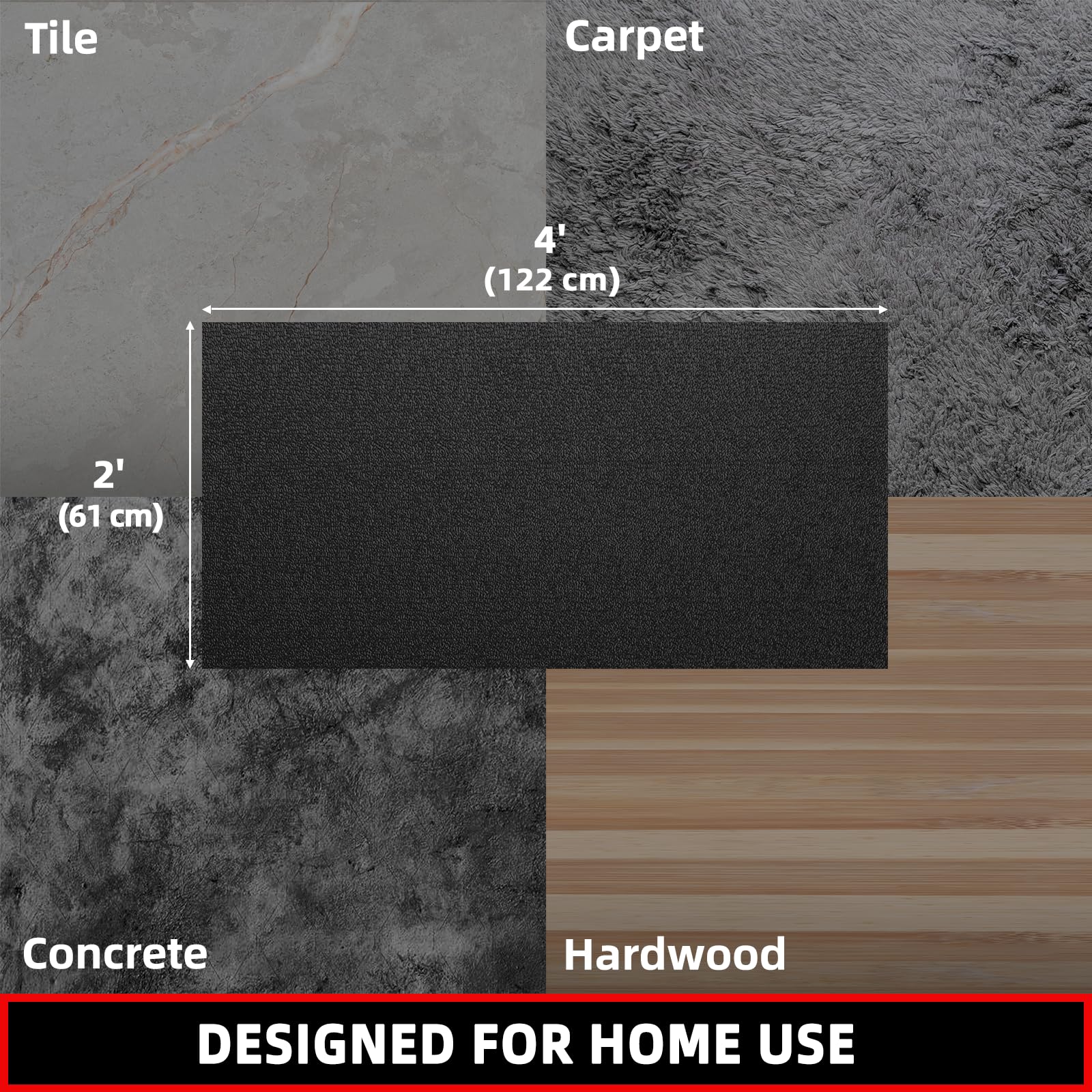 Premium Treadmill Mat for Hardwood Floors & Carpets - 6mm Thick Gym Floor Protector (7'x3'/6'x3'/6'x2.5'/5.6'x2'/4'x2') - Compatible with Peloton Bike, Spin Bike & Elliptical - Ideal for Home Gym, Cardio Workouts & Noise Reduction