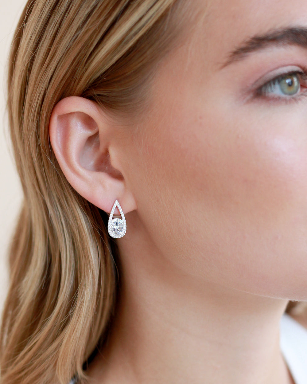 Marlowe CZ Teardrop Stud Earrings - Sparkling Cubic Zirconia Dangle Earrings for Women, Perfect for Weddings, Parties & Everyday Elegance
