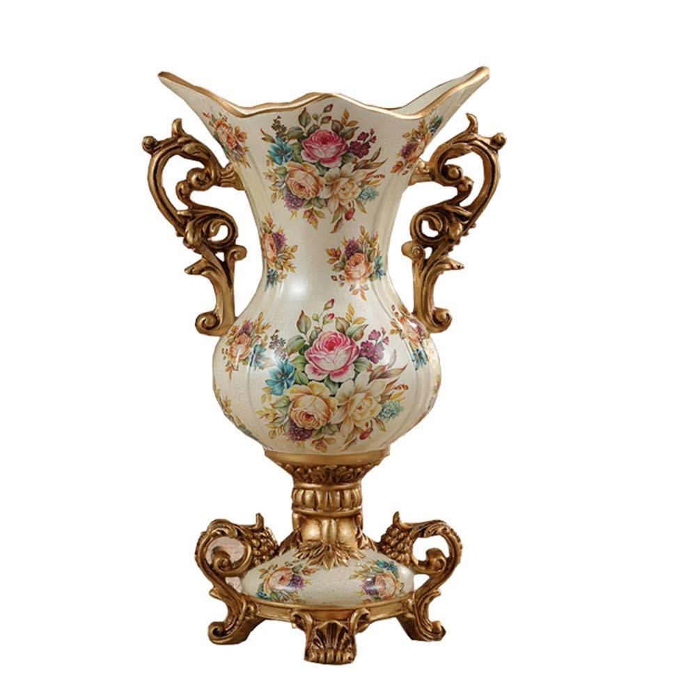 Elegant Large Flower Vases - 16.54×10.24in European Retro Resin Table Centerpiece for Kitchen, Dining Room, Living Room & Bedroom Decor - Perfect for Home Decor, Wedding Centerpieces and Gift Ideas