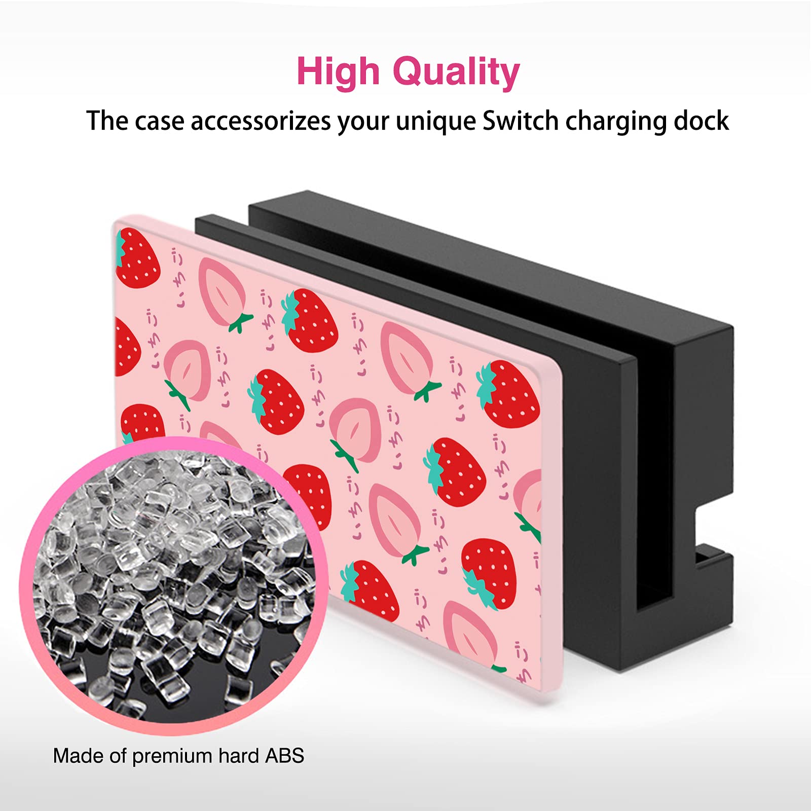 Custom Faceplate Cover for Nintendo Switch Charging Dock - Hard PC Slim Shell Anti-Scratch Protection | No Screwdriver Installation | Compatible with NS Docking Station | Strawberry Design | Perfect for Gaming Setups & Travel Protection