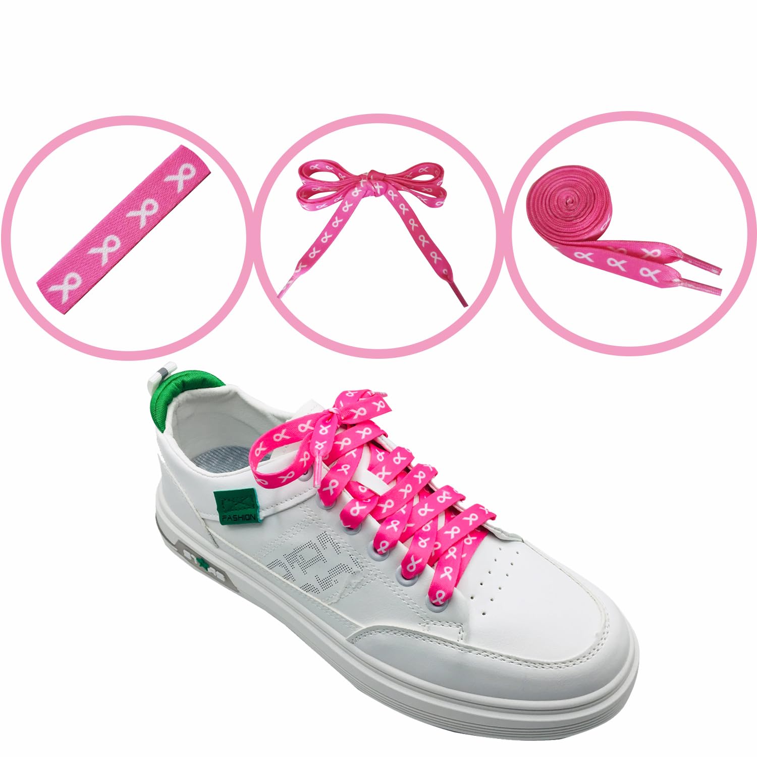 Pink Ribbon Shoelaces 45 Inch - Breast Cancer Awareness Shoelaces for Running, Marathons & Sneakers - Athletic Laces for Runners & Walkers - Show Support During Races, Walks & Everyday Wear