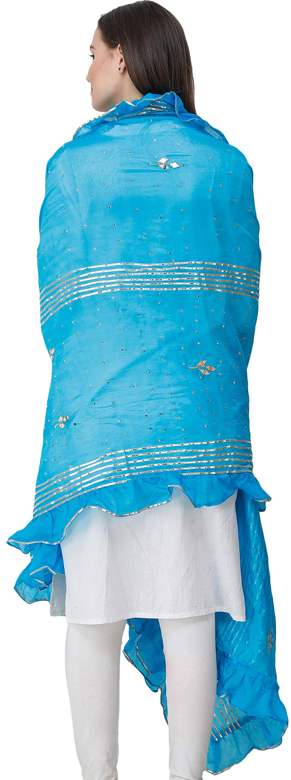 Elegant Amritsar Dupatta with Gota Patches & Frill Border - Premium Art Silk Scarf for Women - Perfect for Weddings, Parties & Ethnic Fashion