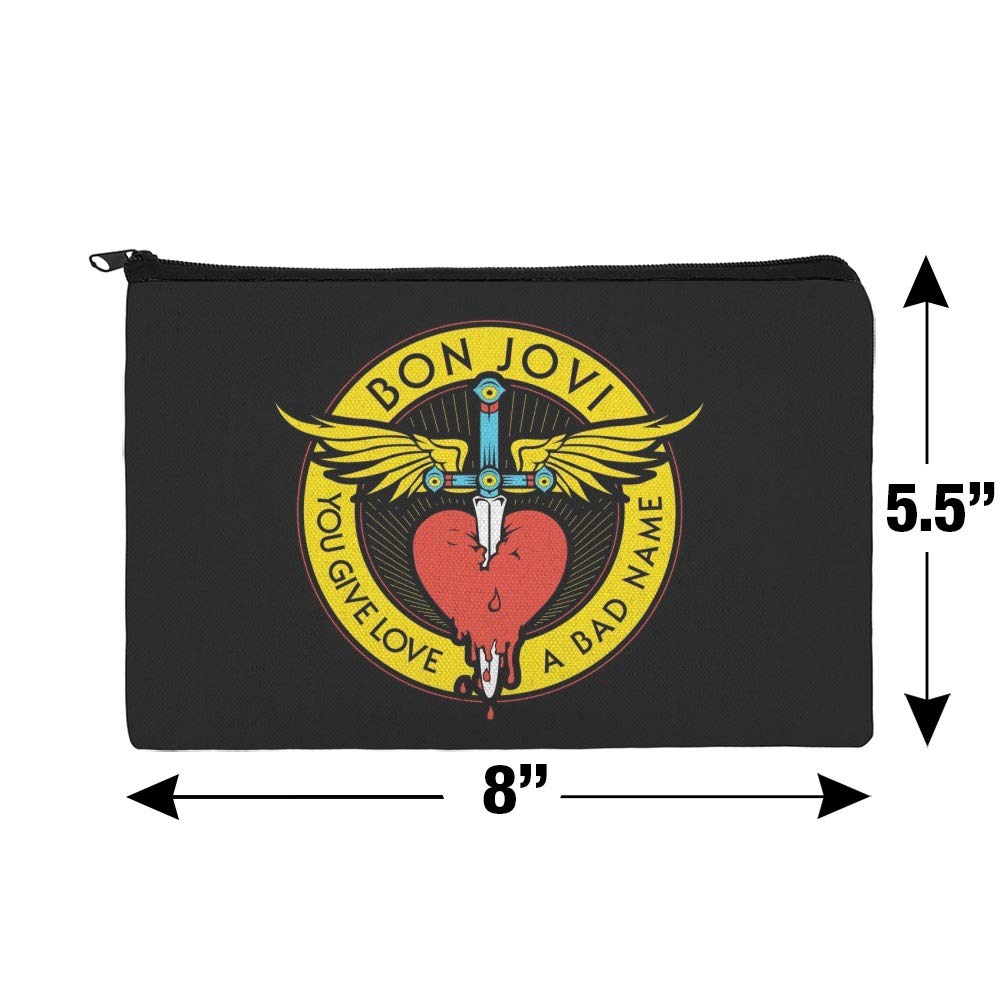 Bon Jovi You Give Love a Bad Name Makeup Bag - Waterproof Cosmetic Organizer Pouch for Travel & Daily Use | Rock Band Themed Toiletry Case